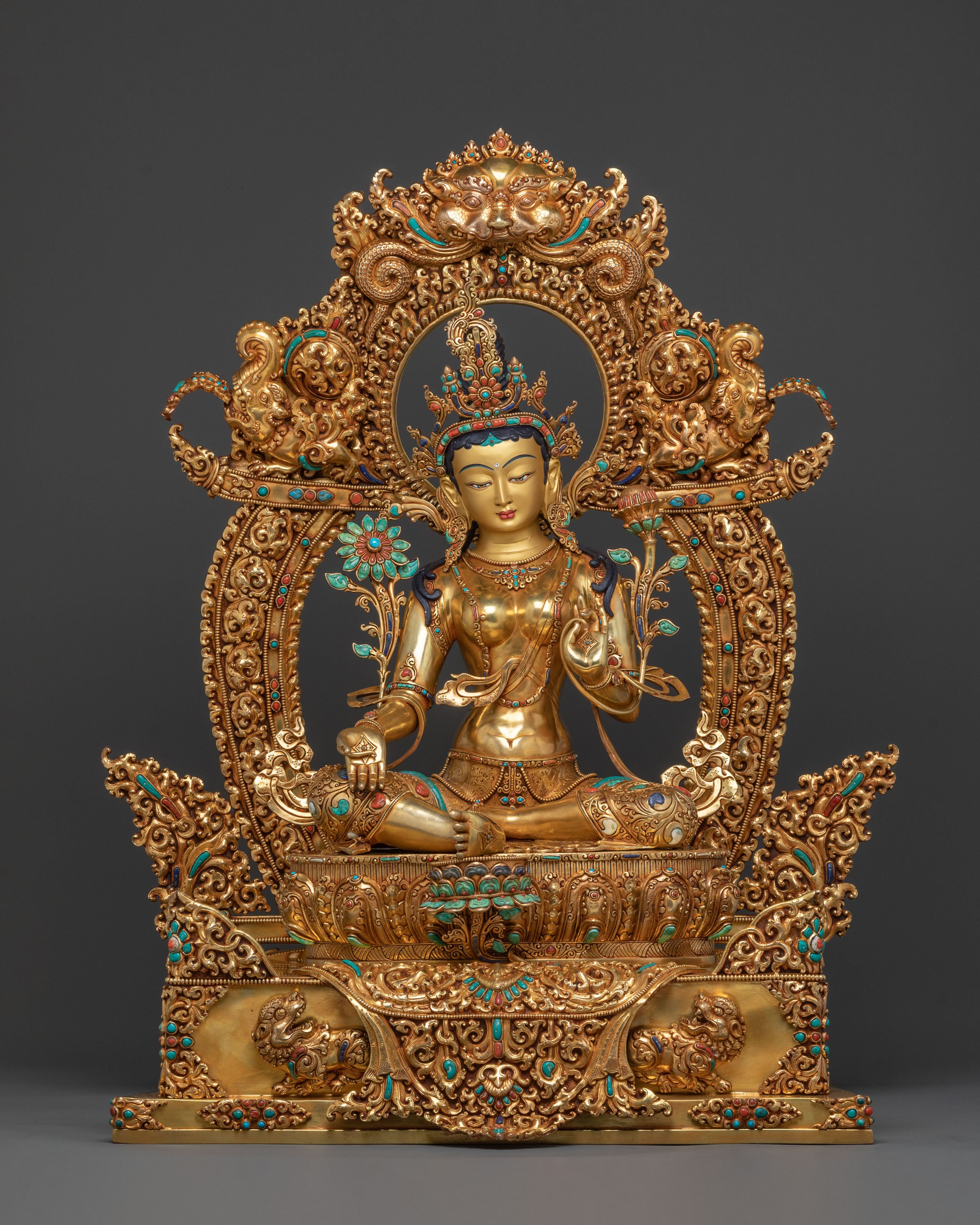 Green Tara with Throne