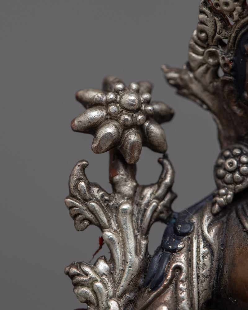 Small Green Tara Statue | Silver-Plated Symbol of Active Compassion