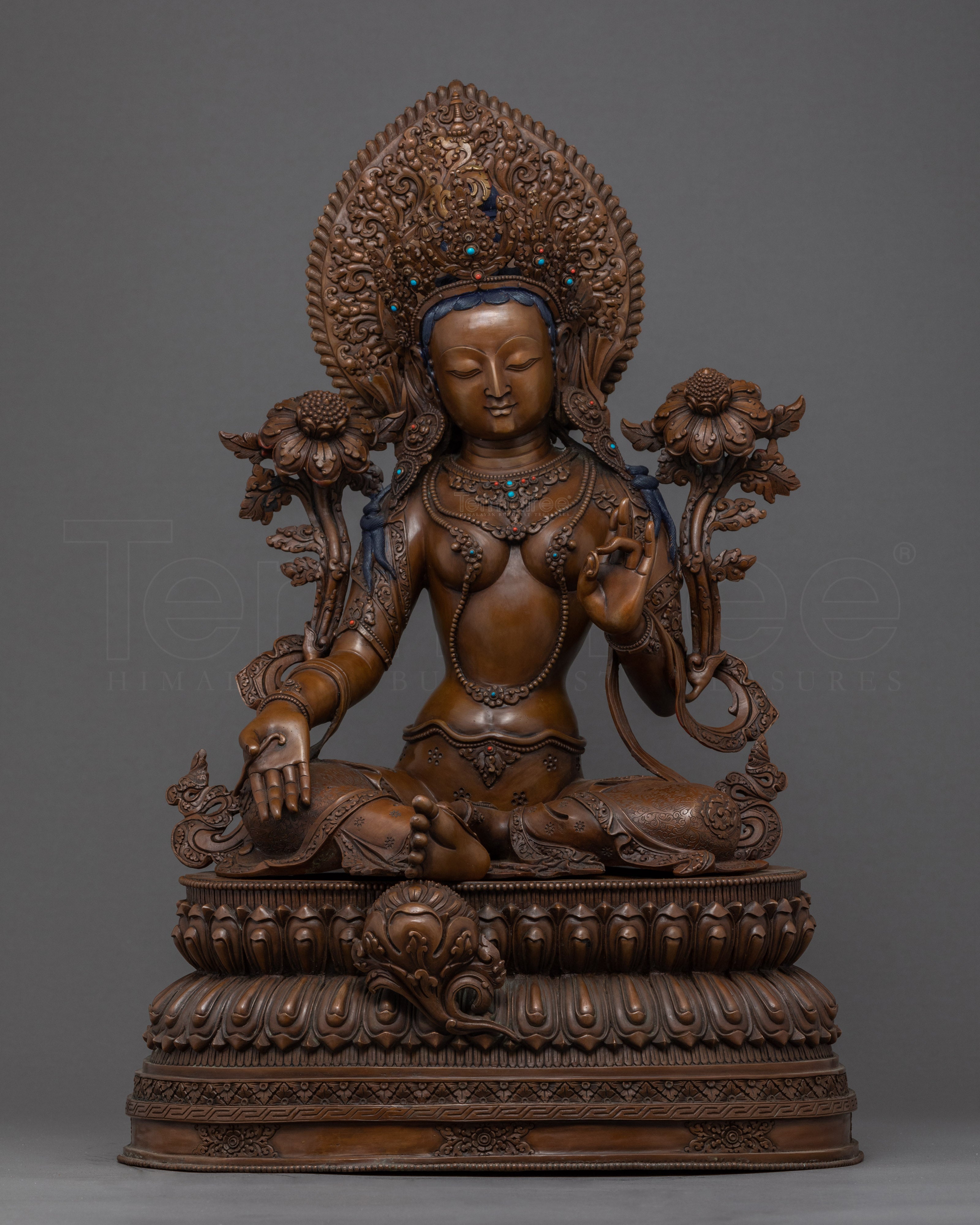 Green Tara Copper Statue | Handmade Buddhist Female Buddha