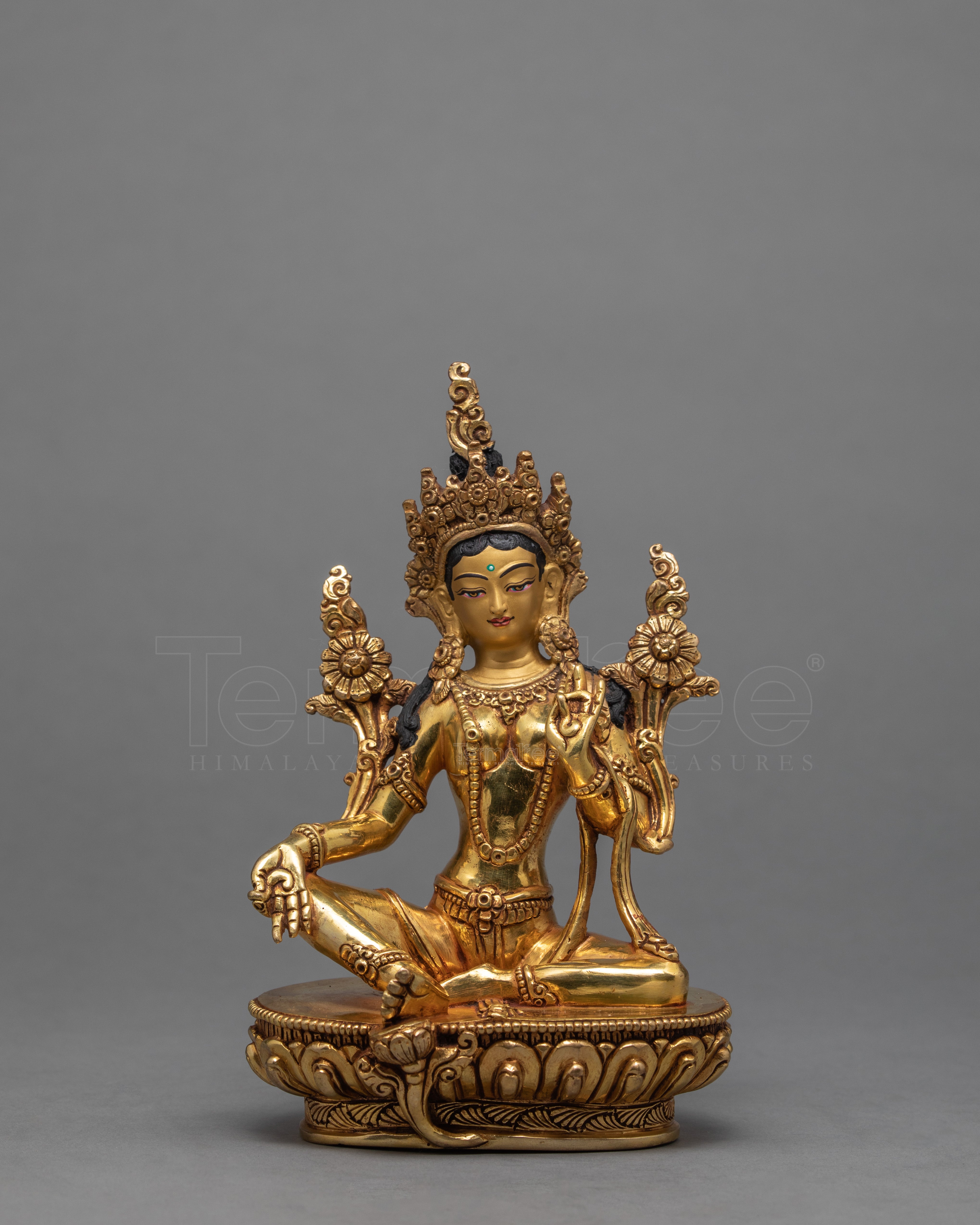 Green Tara Statue | Buddhist Deity | Tibetan Style Handmade Tara Statue