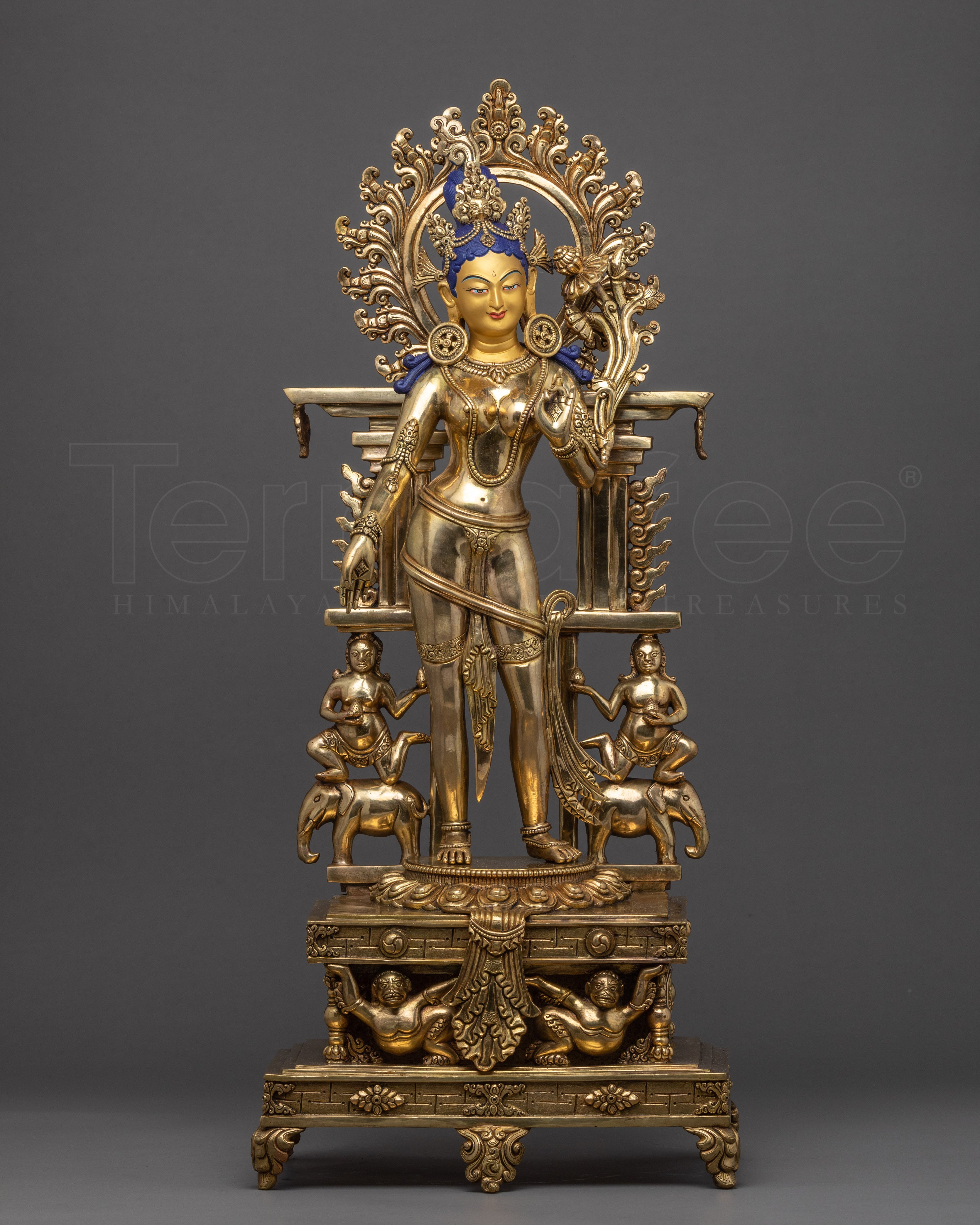 Standing Green Tara Sculpture | Tibetan Female Buddha