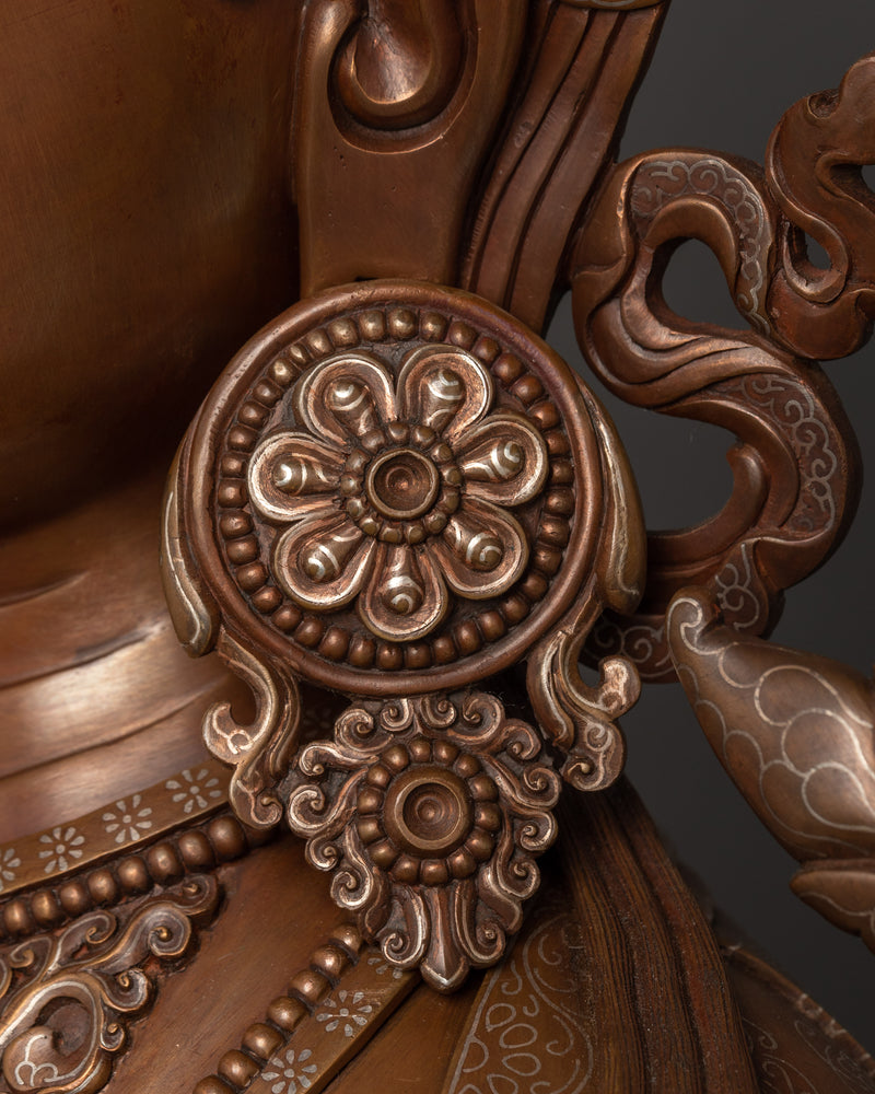 Tibetan Green Tara Oxidized Copper Statue | Sacred Buddhist Artwork