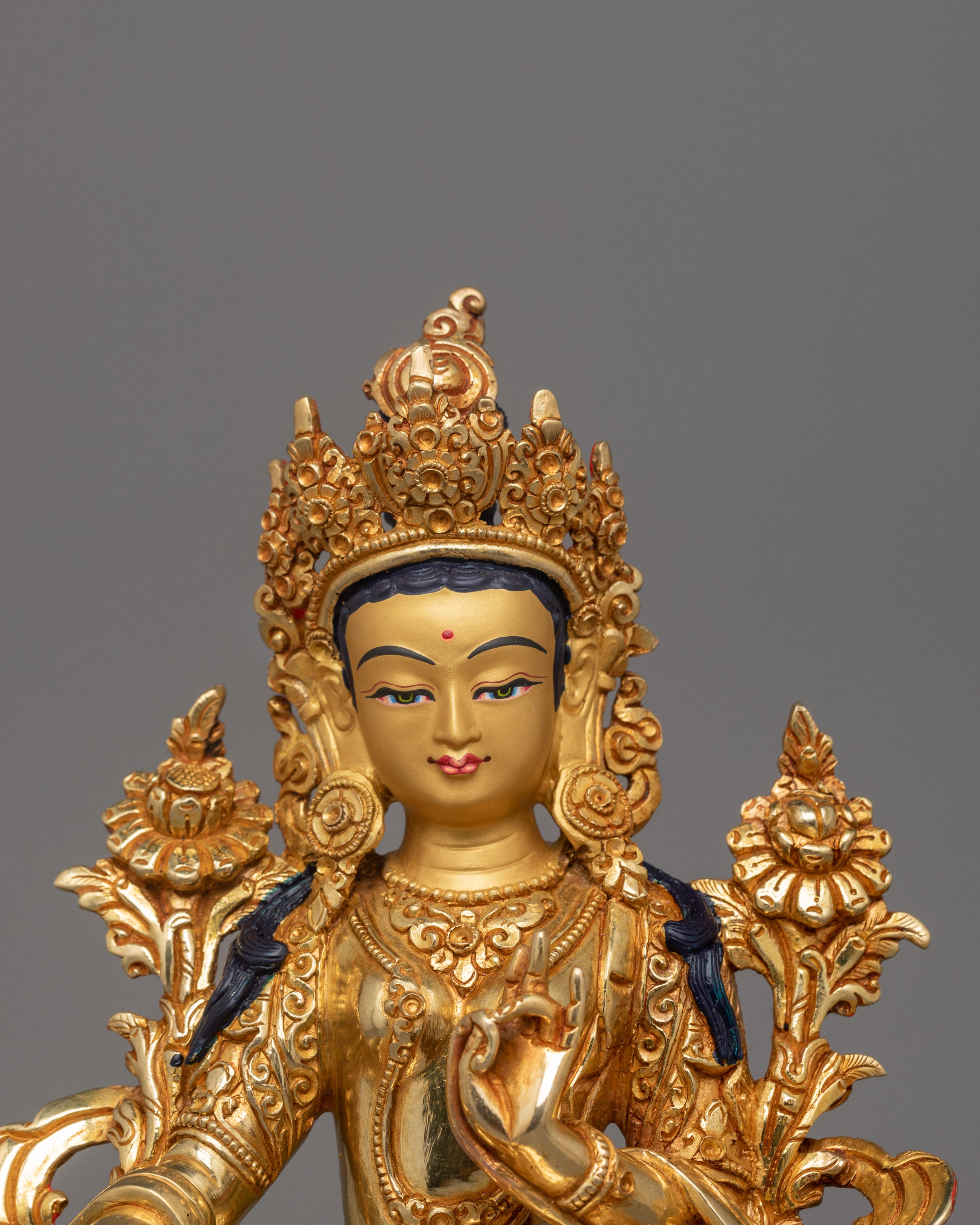 Traditional Protector Green Tara Goddess Statue | Symbolizing Protection and Compassion