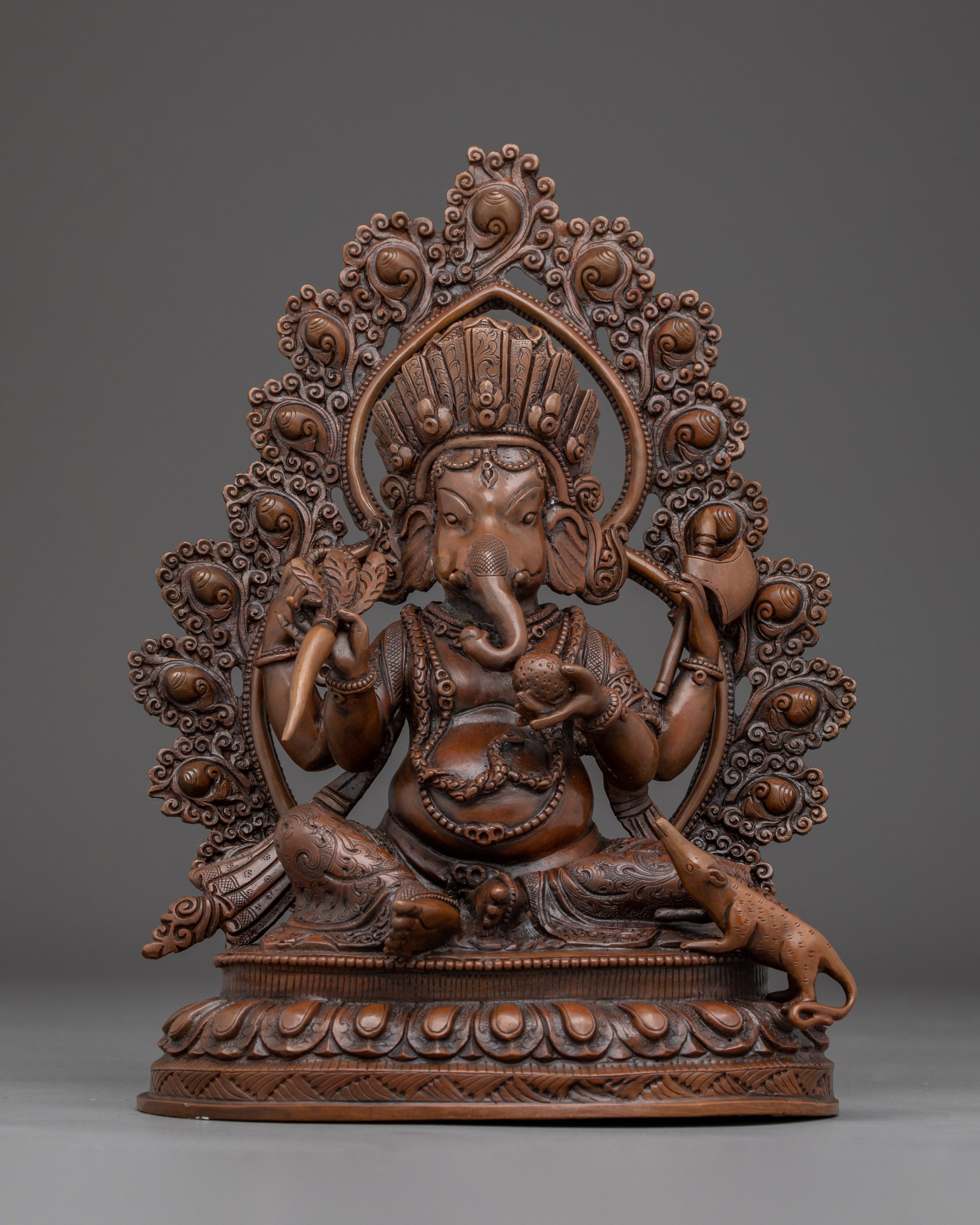 Oxidized Copper Ganesh Statue