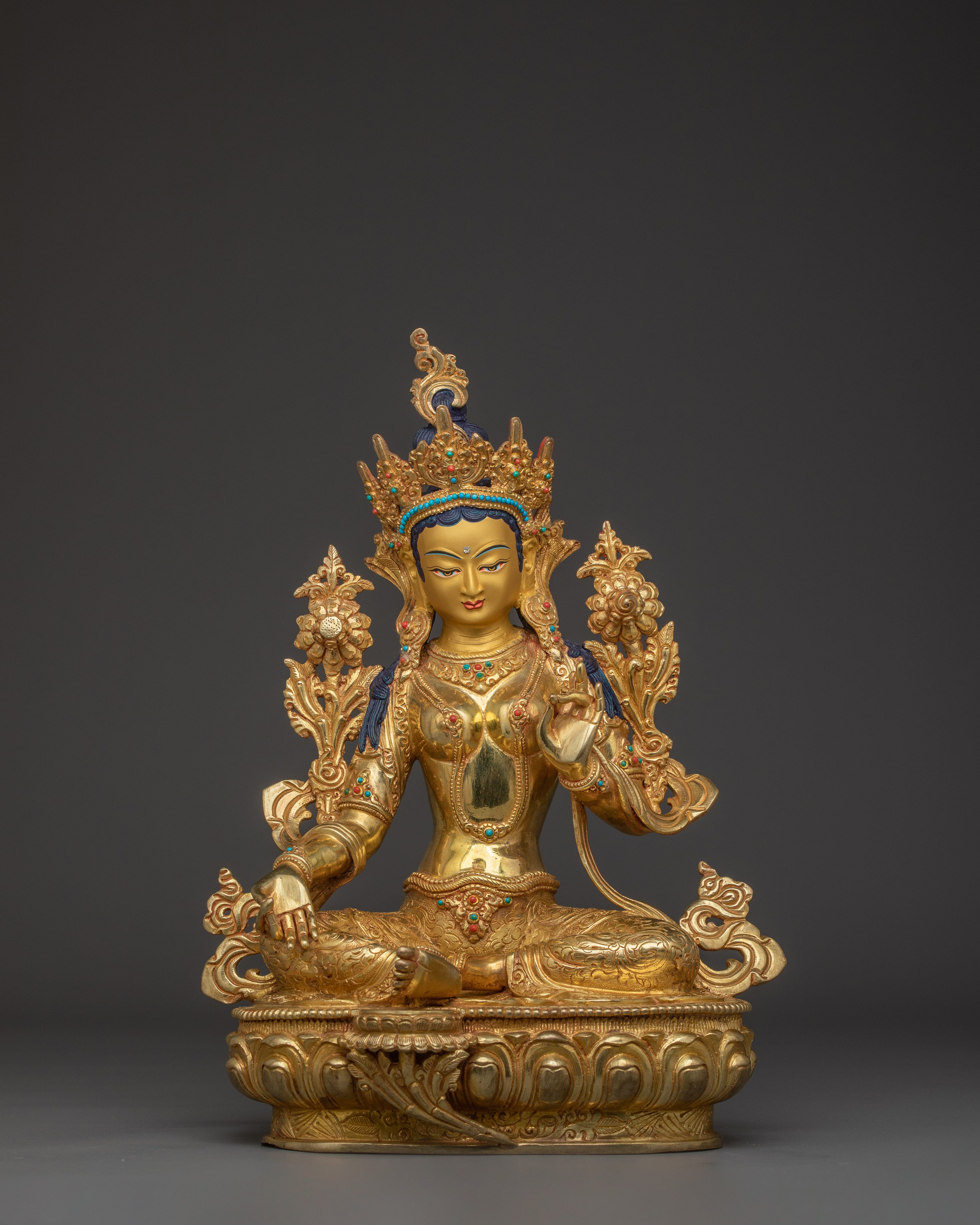 24K gold Green Tara statue