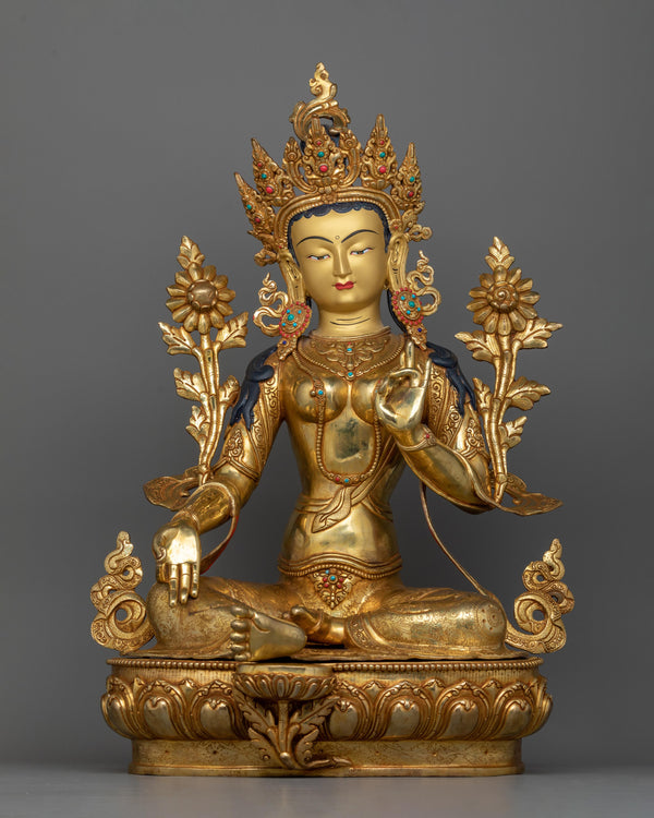 green-tara-golden-statue