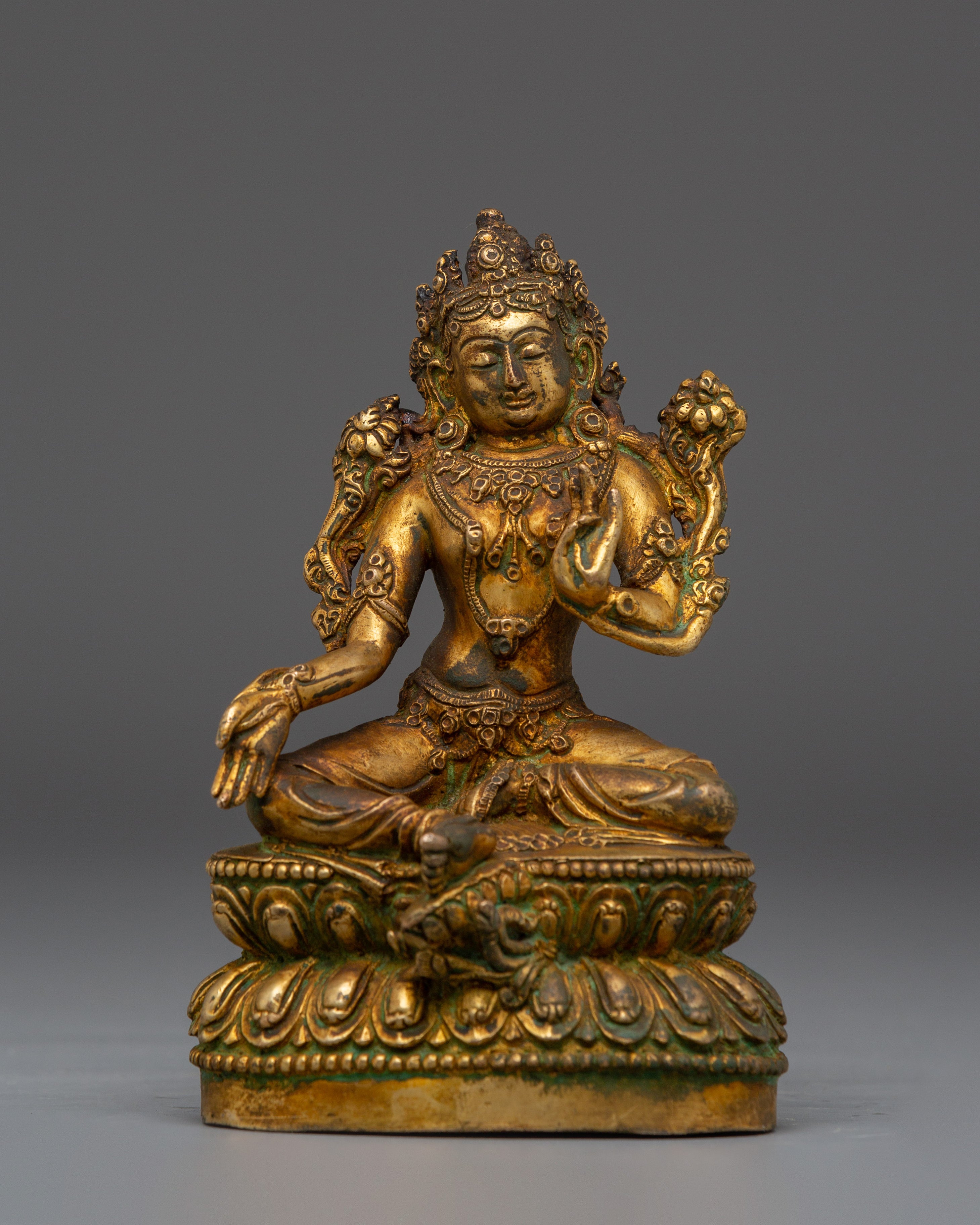 Antique Sacred Feminine Art of Green Tara