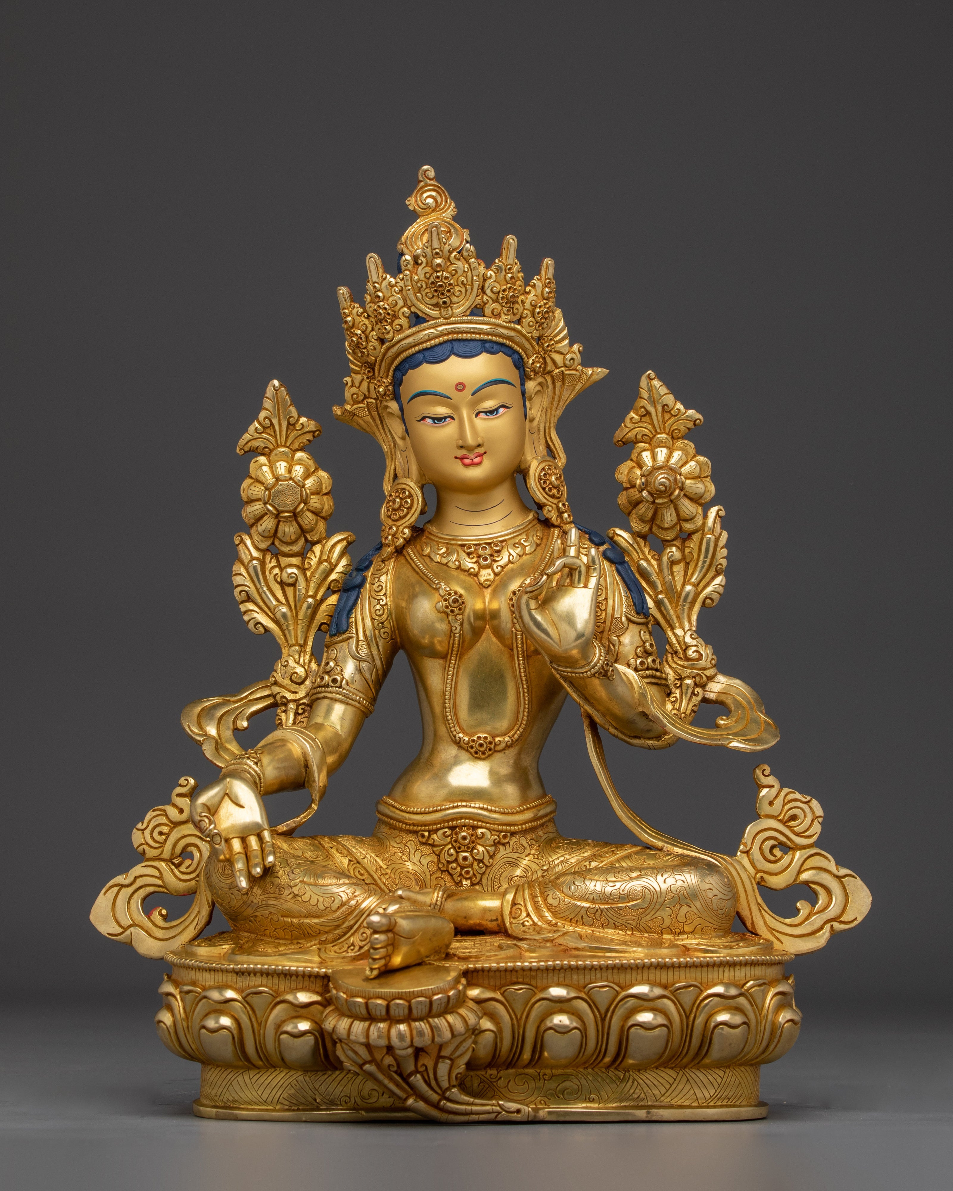 Handmade Golden Green Tara Nepali Artwork