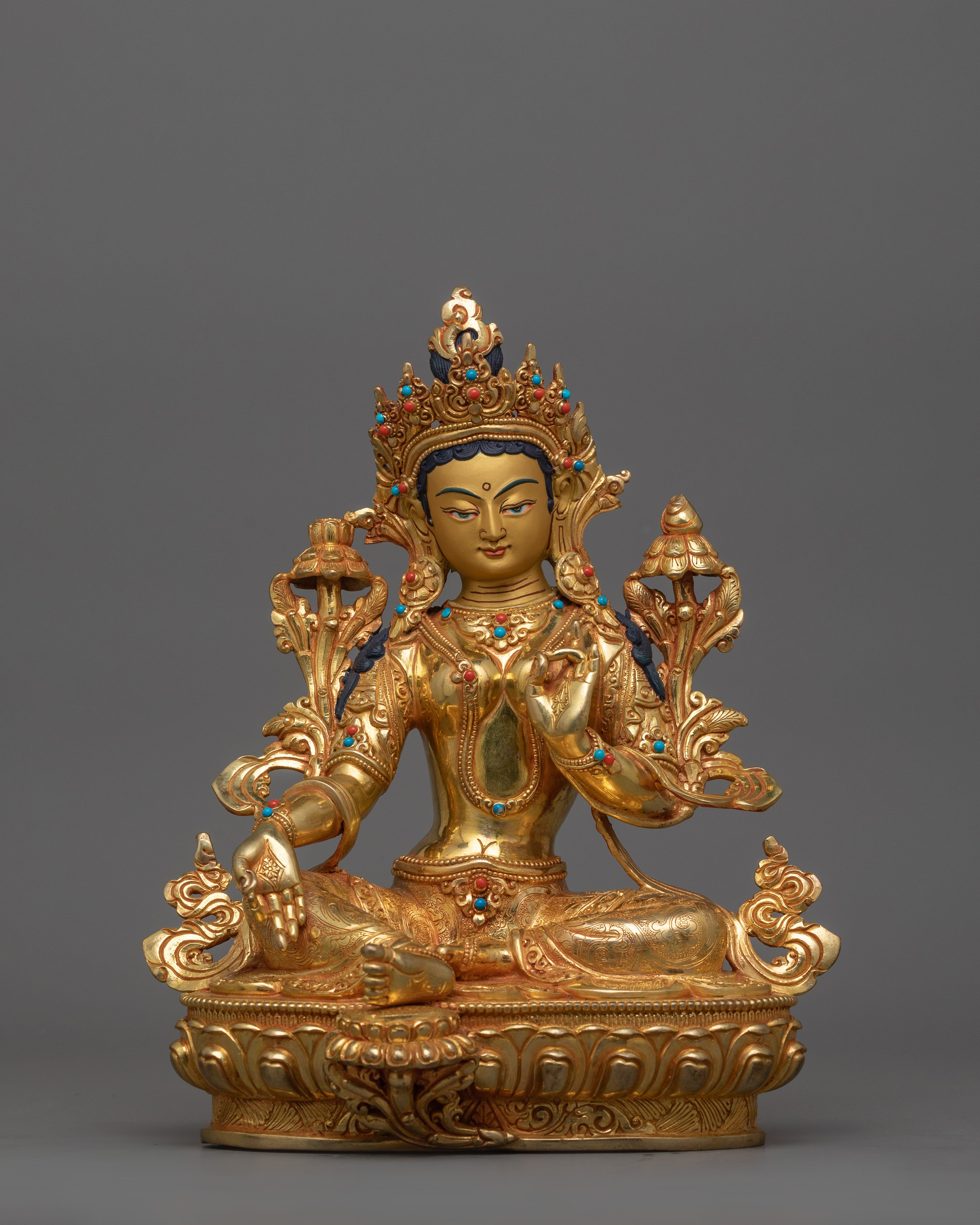 Goddess Green Tara with Beautiful Gemstones