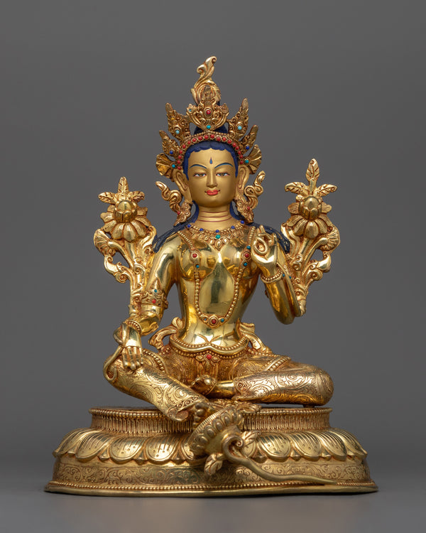 green-tara-golden-statue