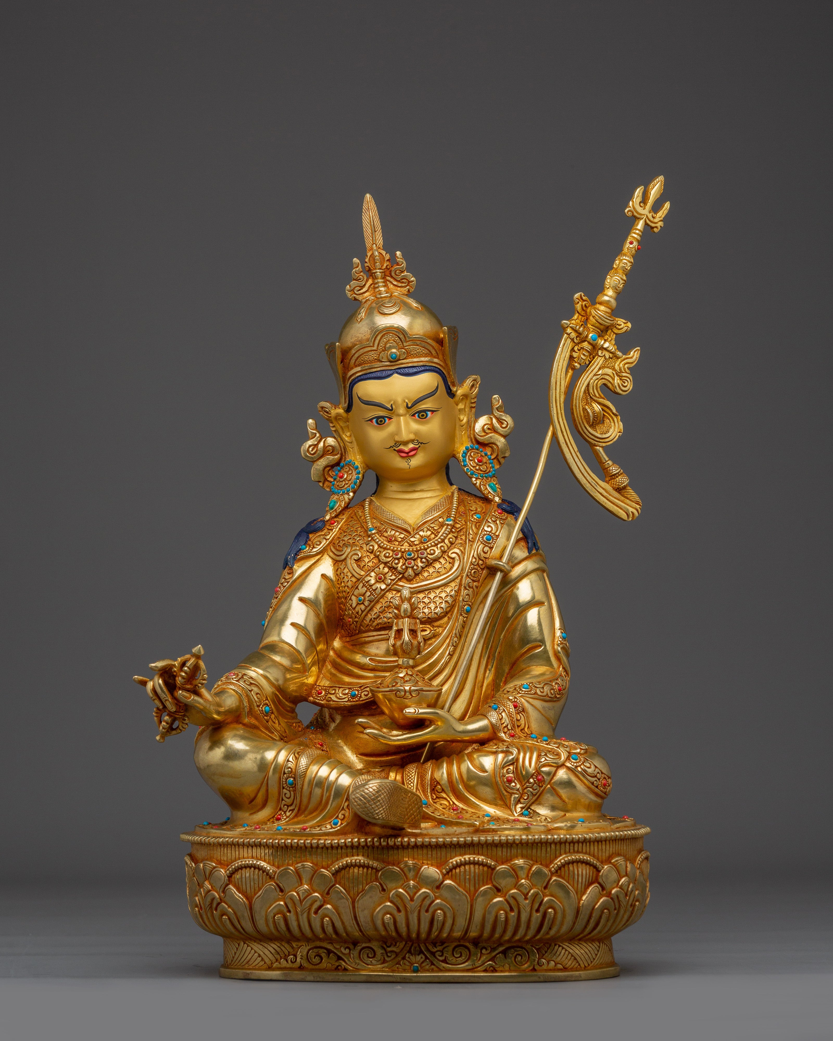 Guru Rinpoche Statue 24K Gold Gilded