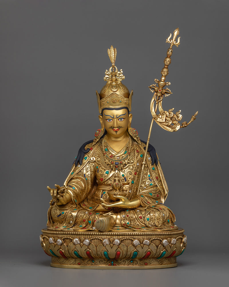 Guru Rinpoche With Beautiful Handcarved Gemstones