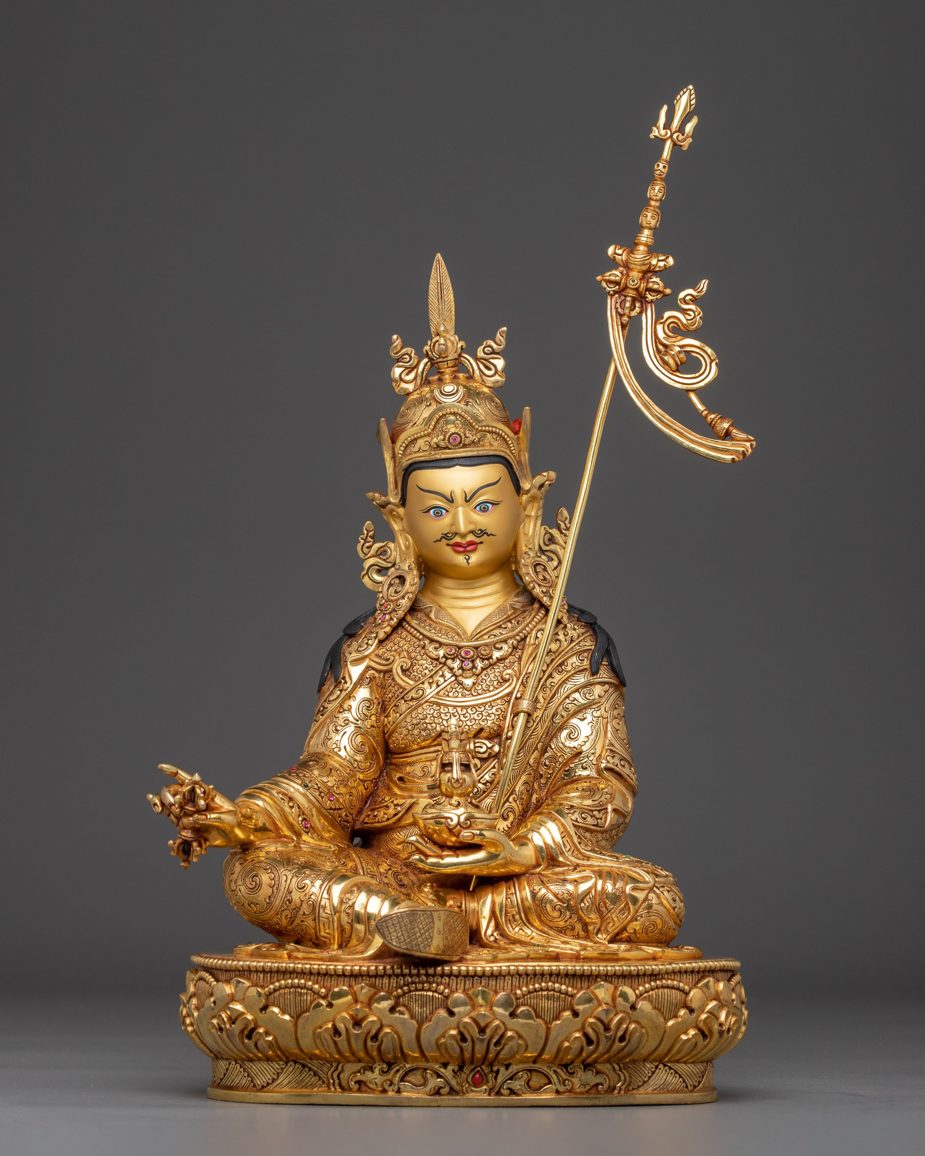 Guru Rinpoche Sculpture in 24K Gold