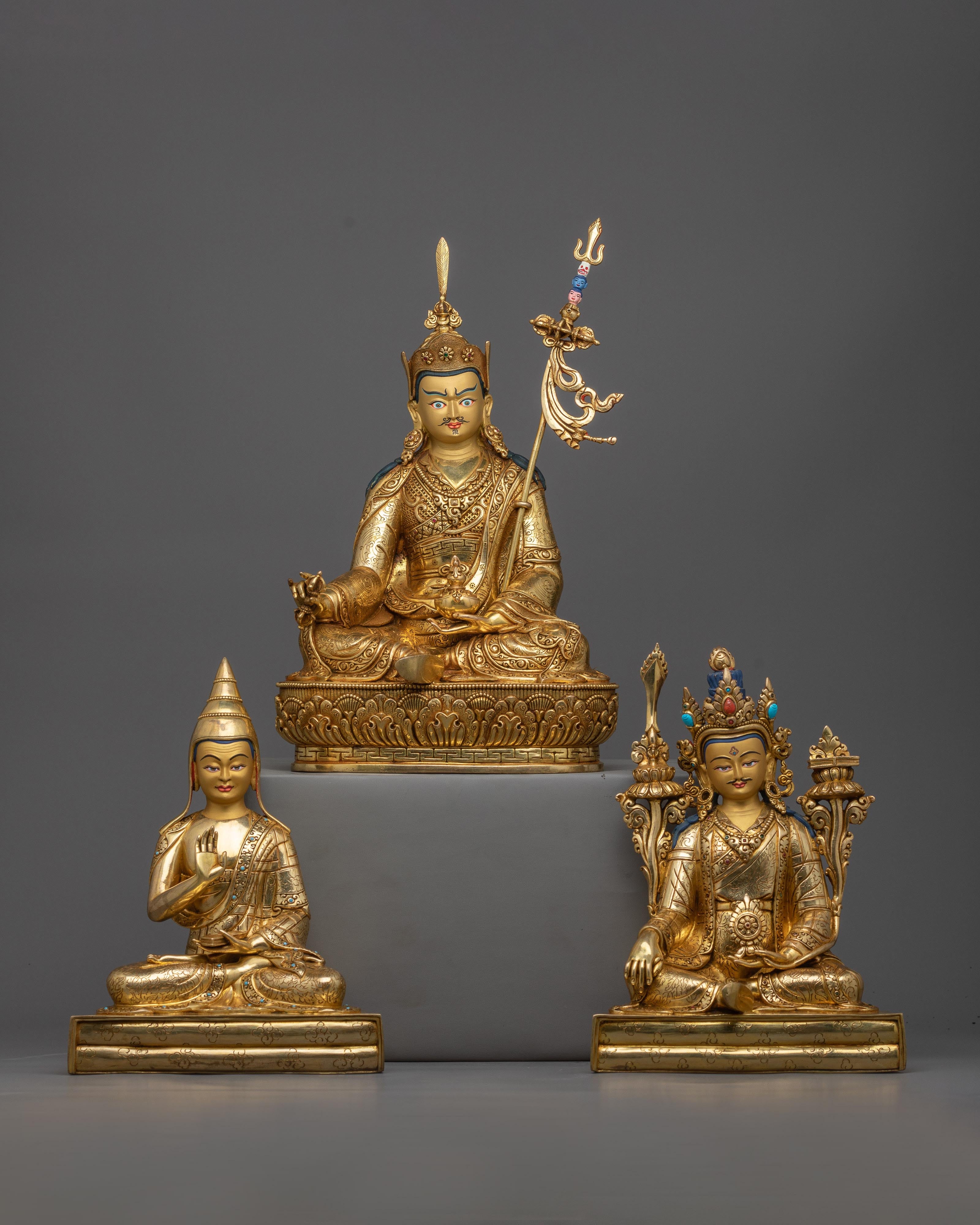 Guru Rinpoche With Trisong Detsen & Santaraksita