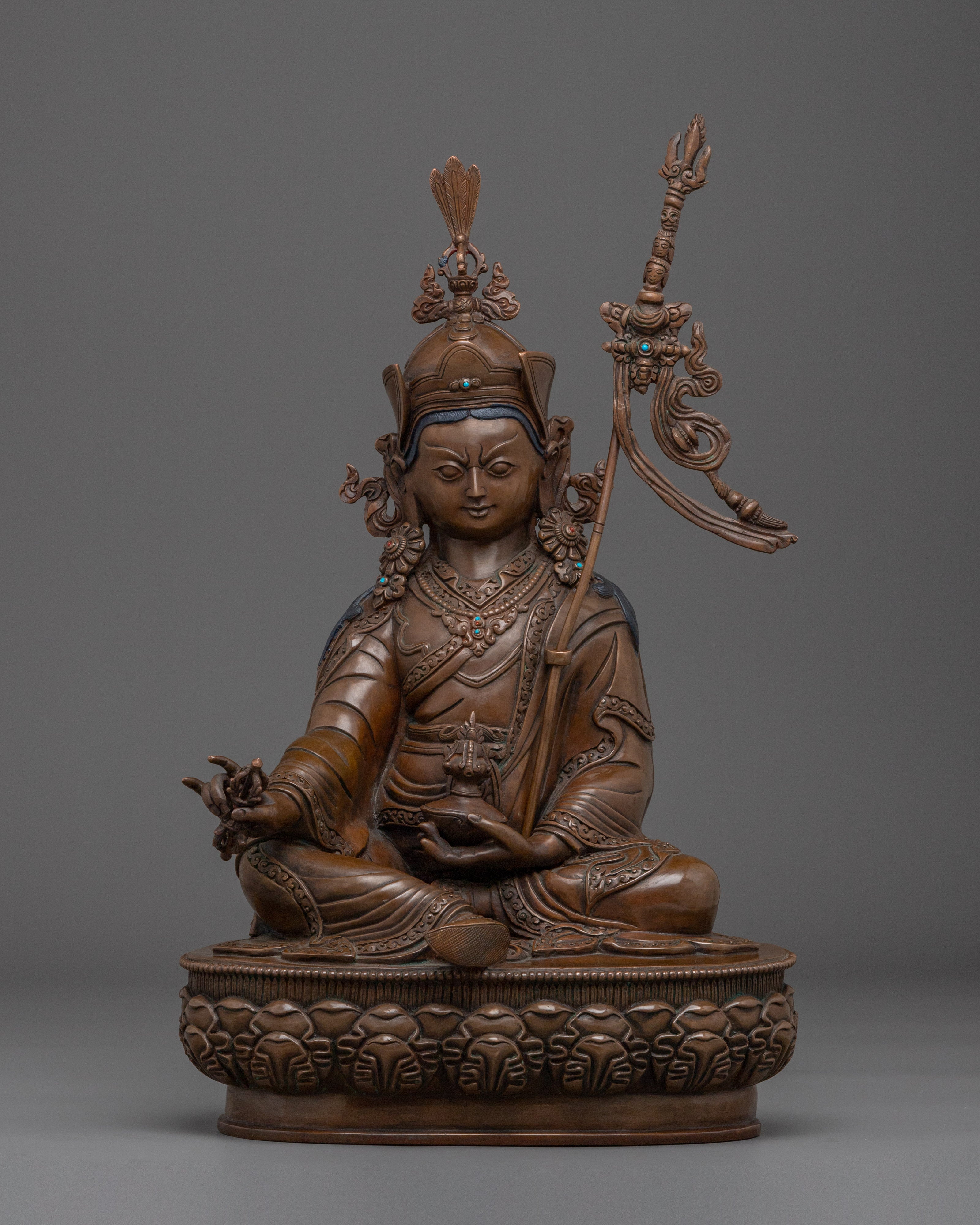 Oxidized Copper Guru Rinpoche Statue: The Vajra Master 