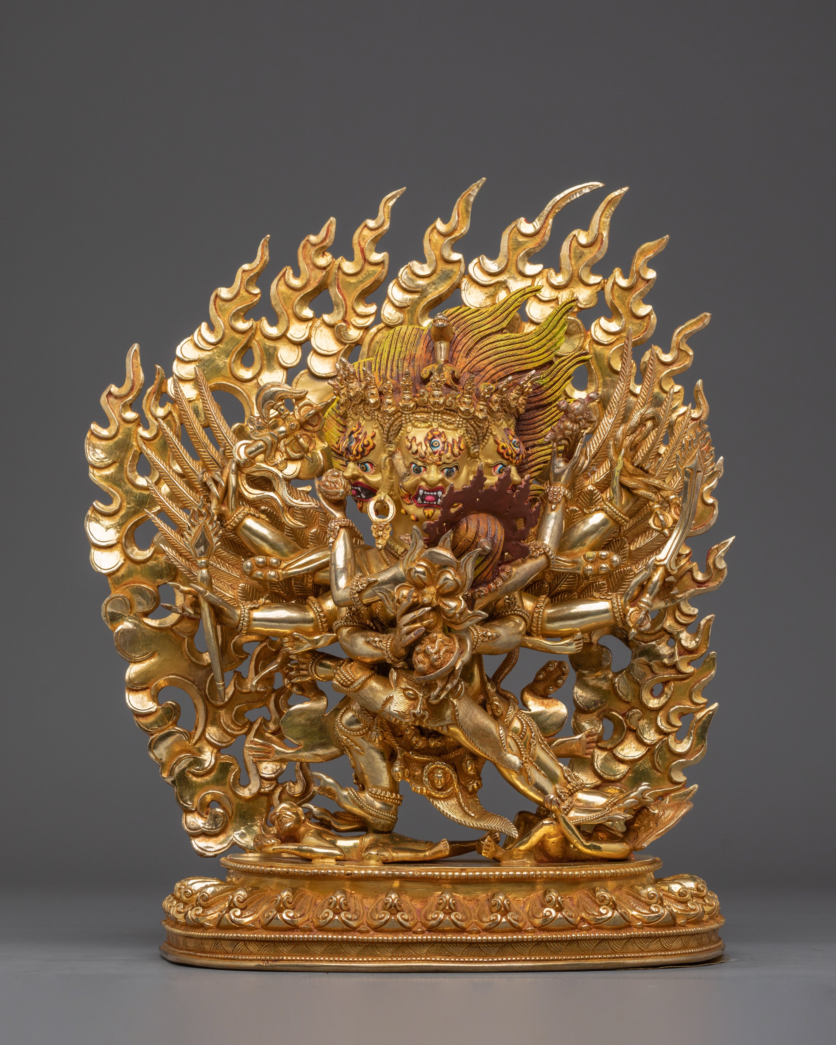 Gold Hayagriva Statue Wrathful Copper Deity