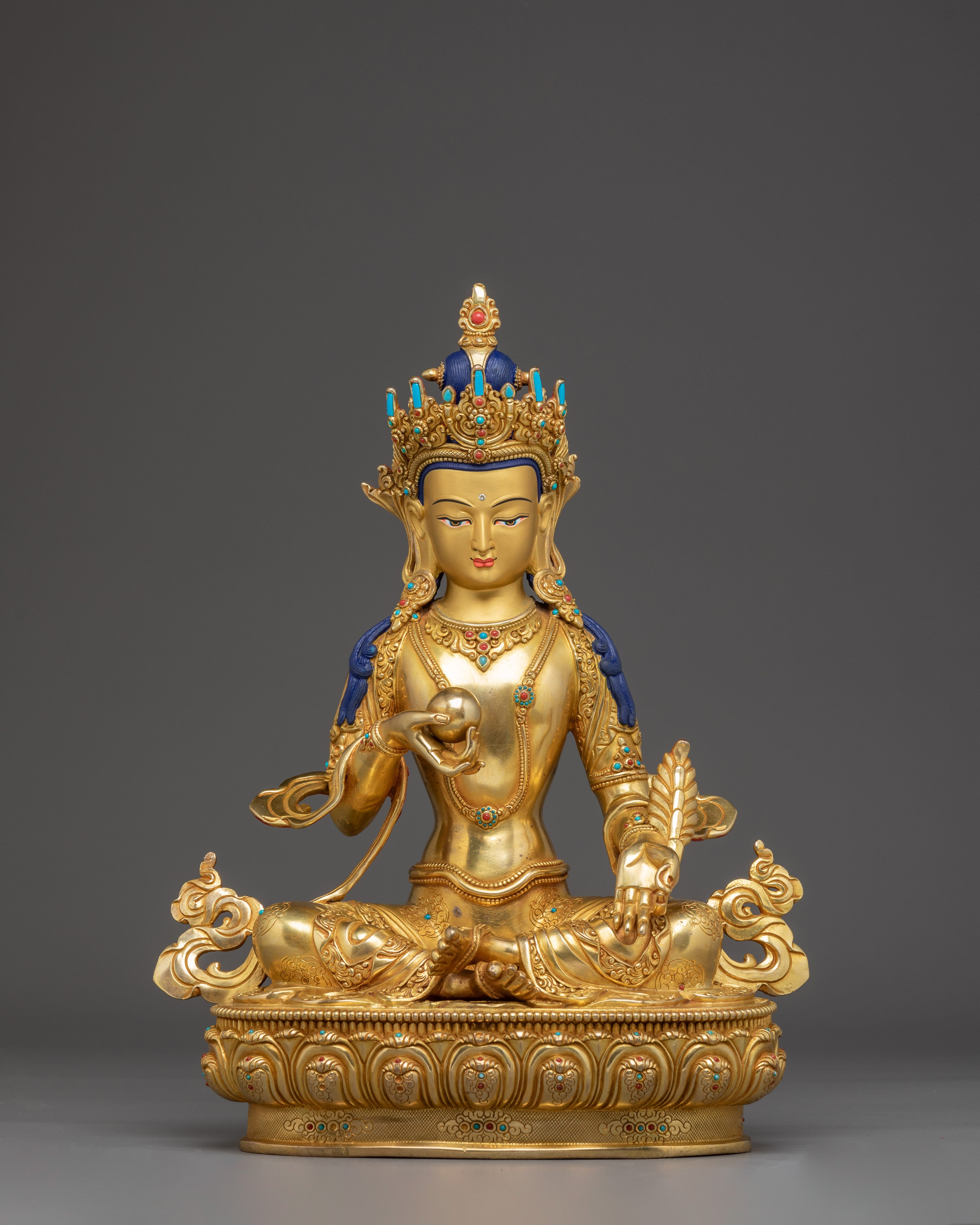 Golden Kshitigarbha Statue: Divine Bodhisattva 