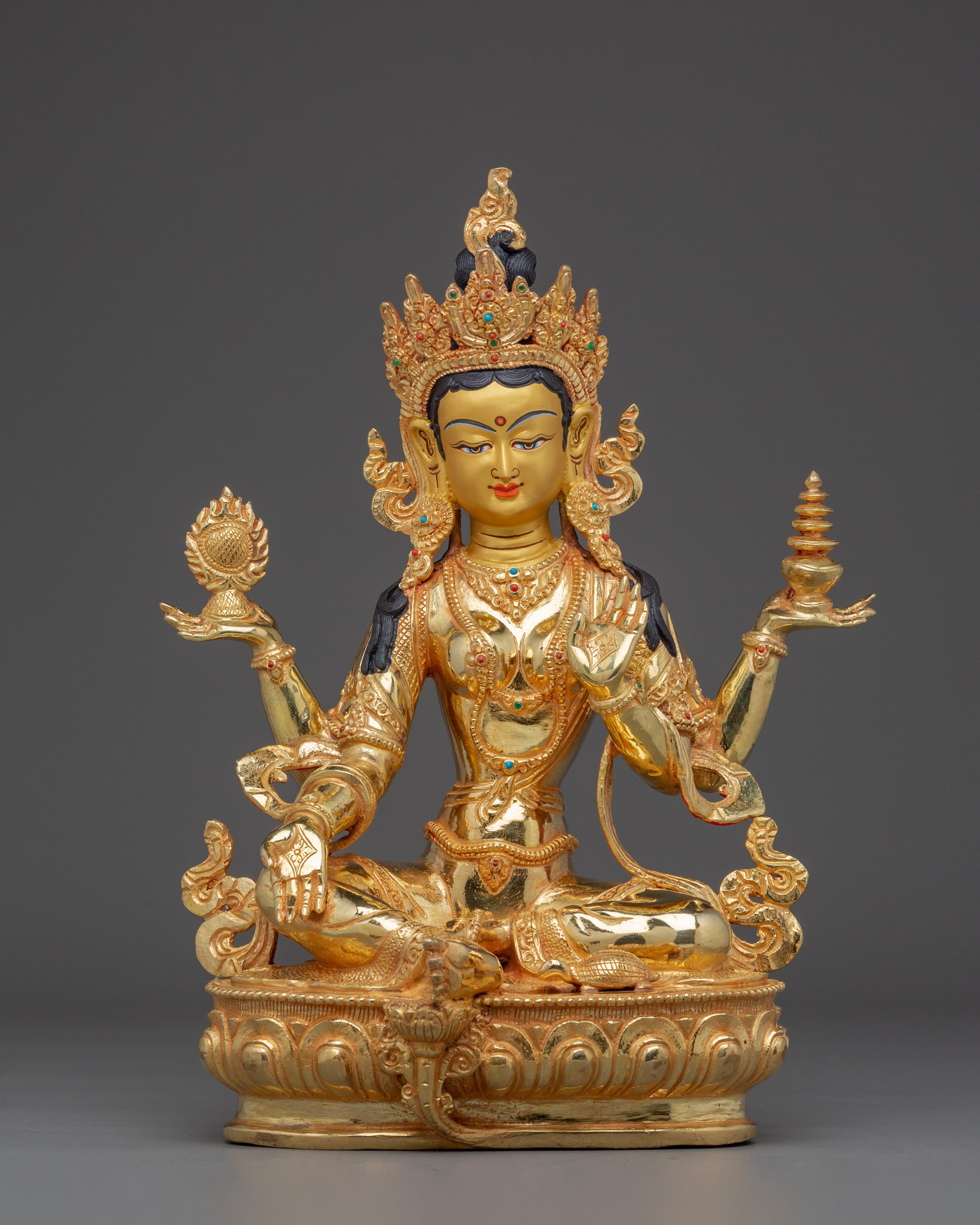 Laxmi Gold Gilded Copper Sculpture