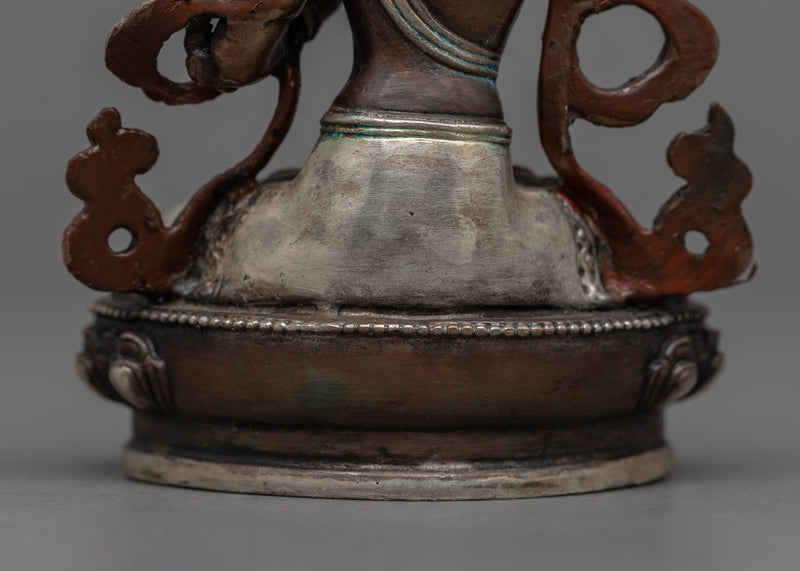 Small Manjushri Sculpture | Silver-Plated Emblem of Wisdom