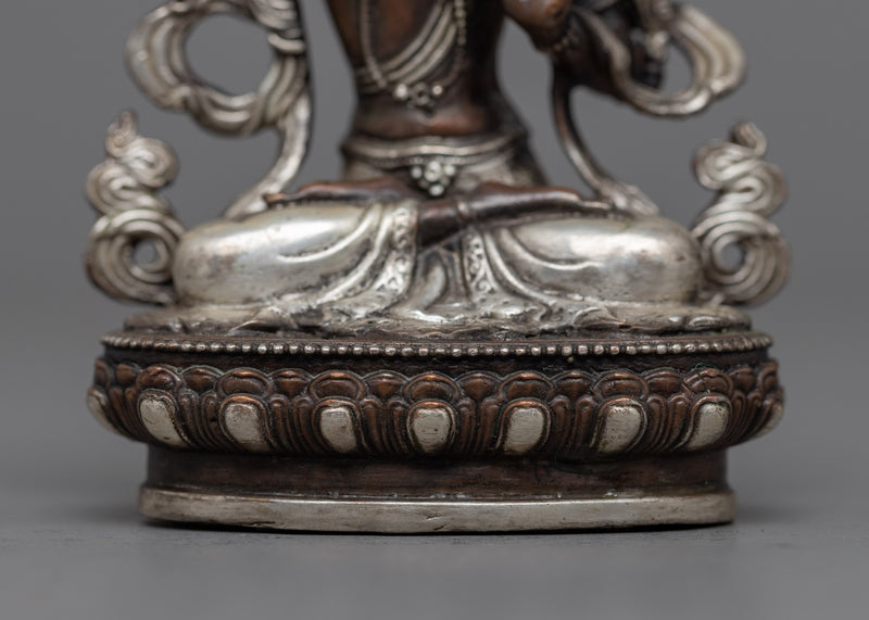 Small Manjushri Sculpture | Silver-Plated Emblem of Wisdom