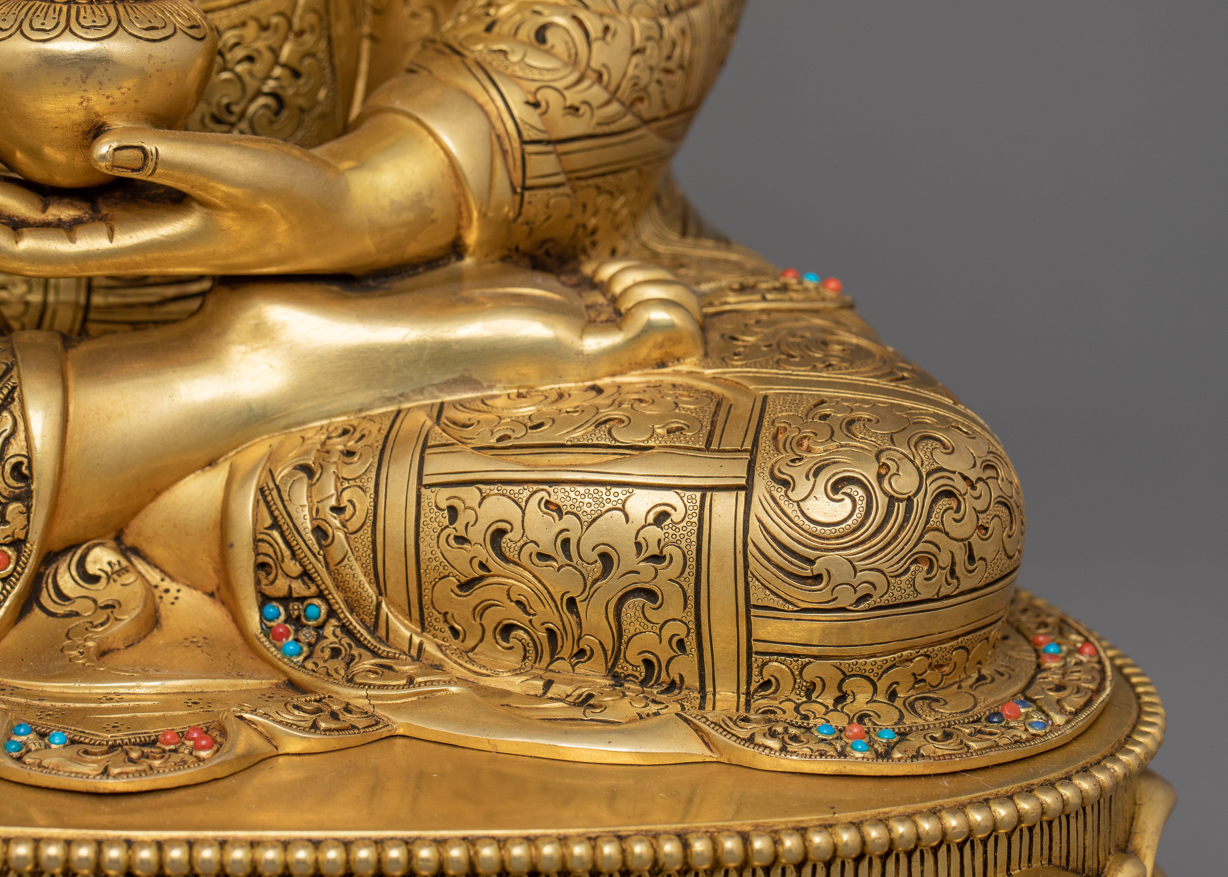 Healing Buddha Bhaisajyaguru Statue | 24K Gold Gilded Figurine