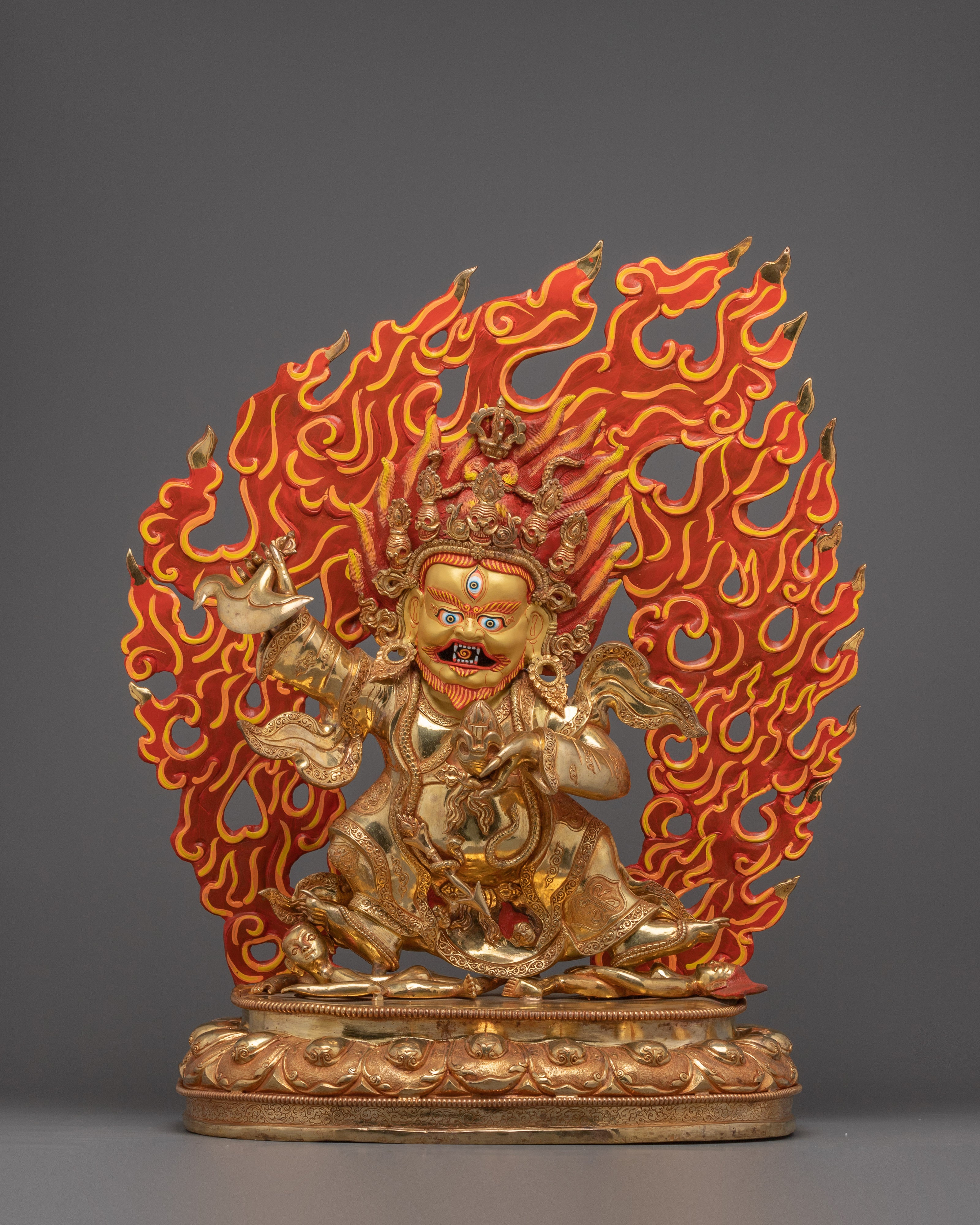 Handmade Golden Mahakala Bernagchen Statue