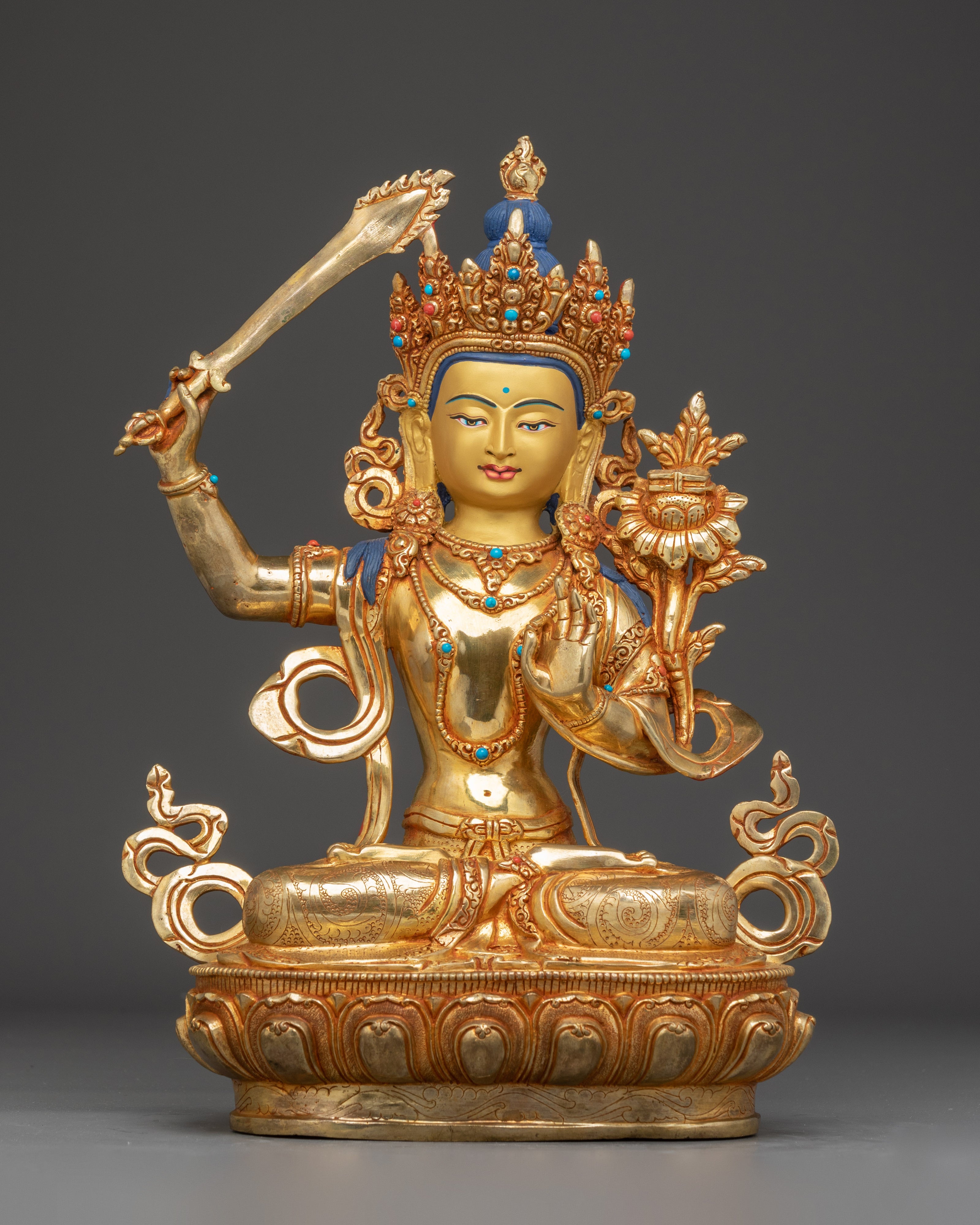 Golden Manjushri Statue: The Wisdom Bodhisattva