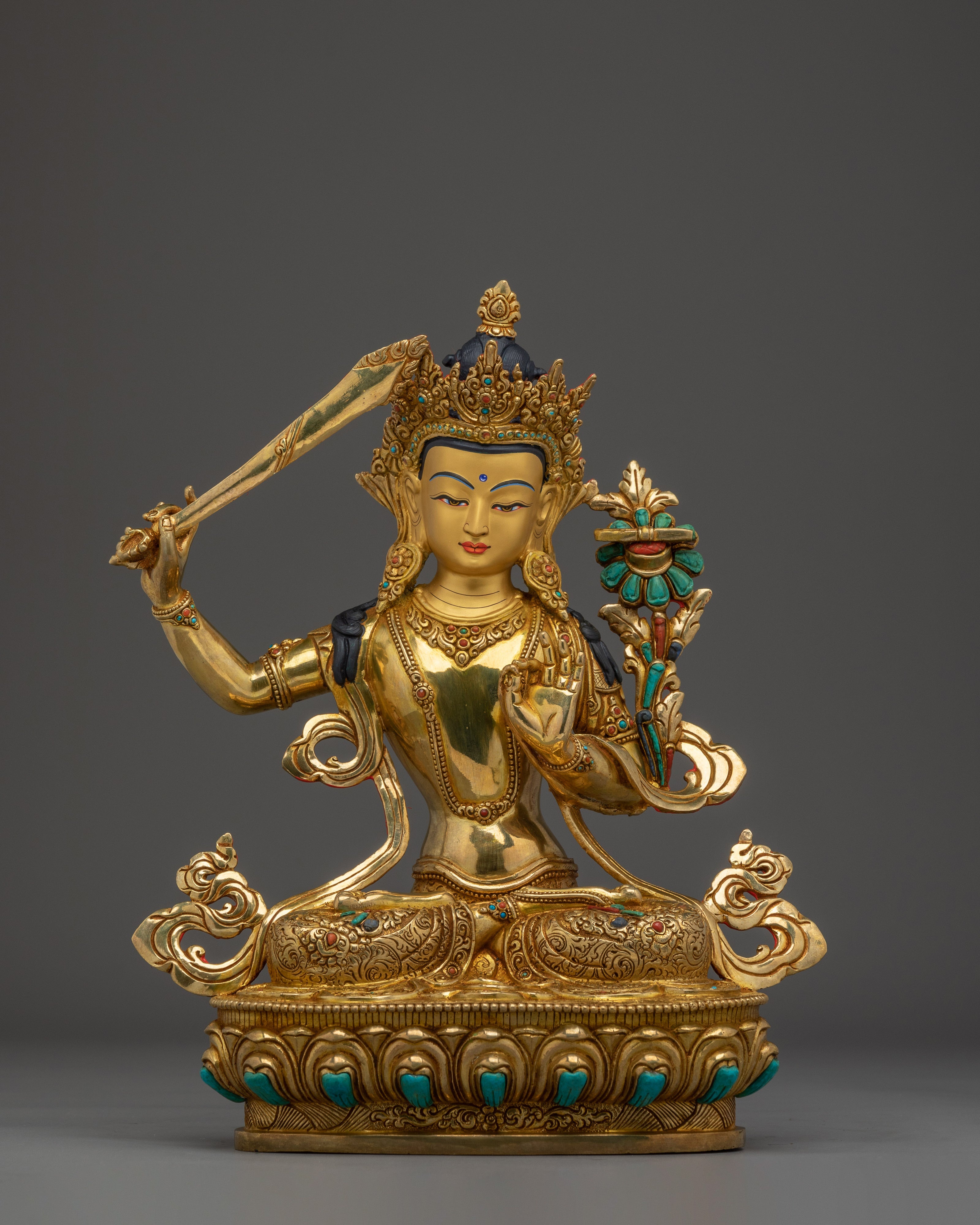 Bodhisattva Manjushri with Flaming Sword Statue for Spirituality
