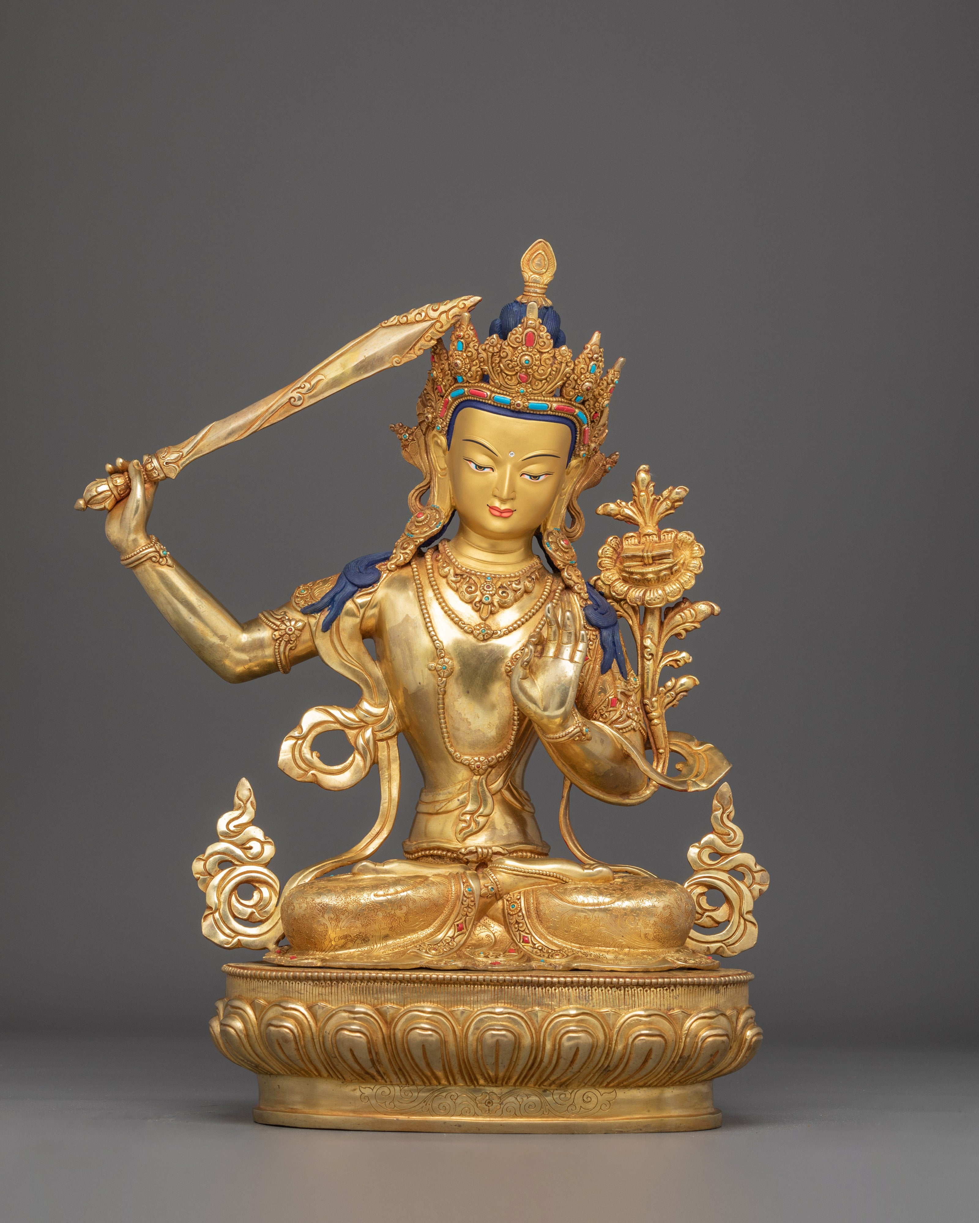 Golden Manjushri Art: The Wisdom Bodhisattva