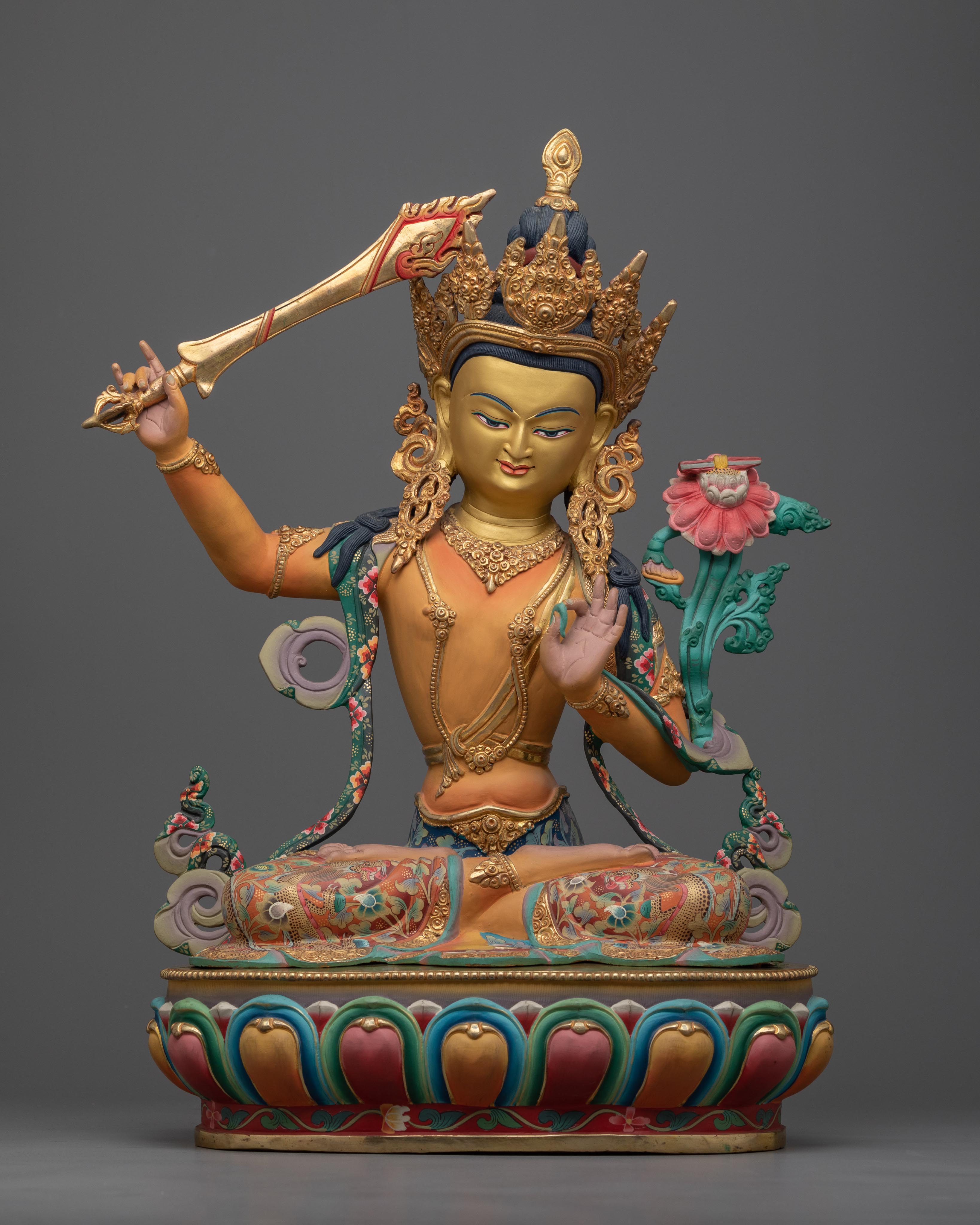 Manjushri Mantra Benefits Statue | Embodying Wisdom and Clarity