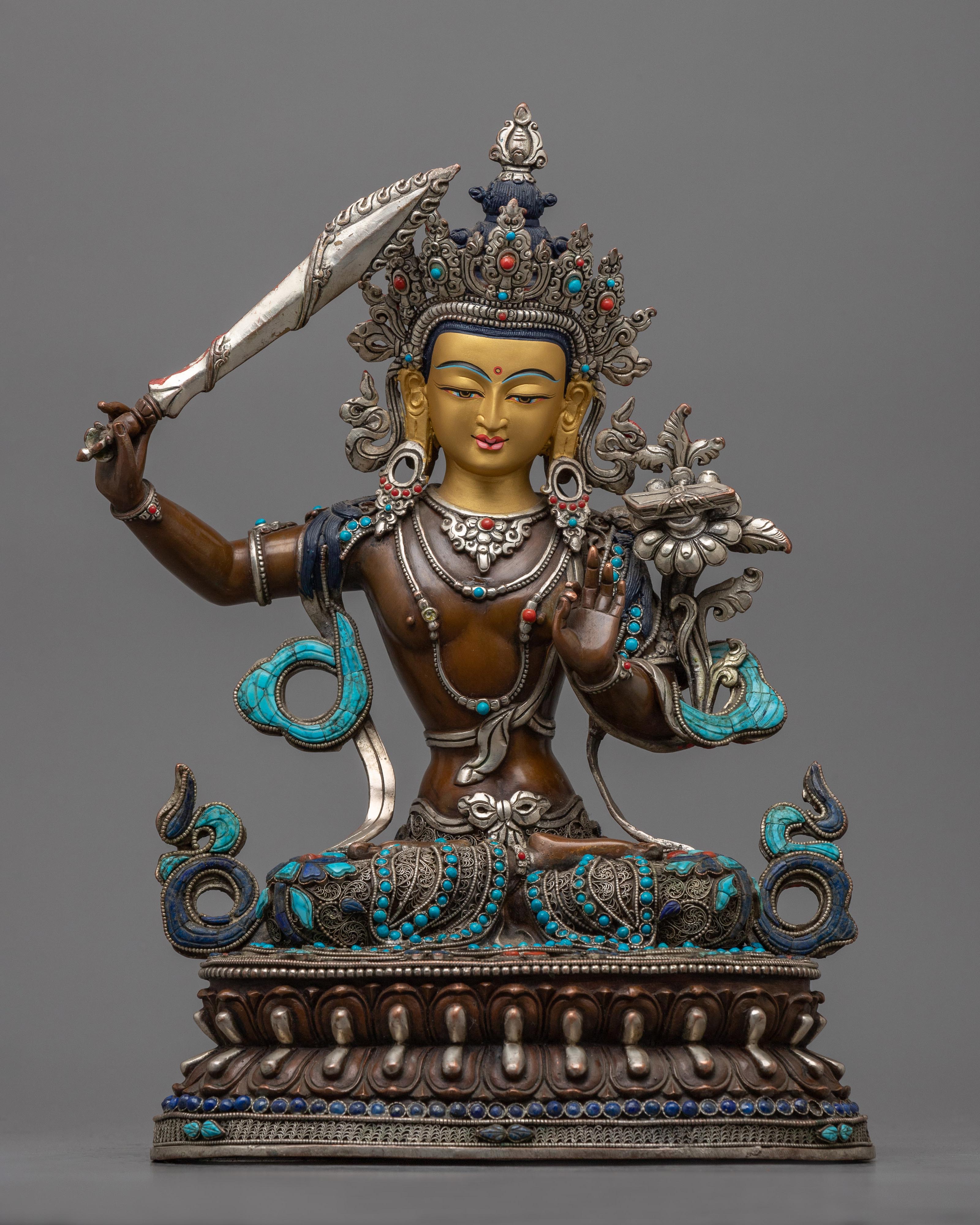 manjushri-sculpture with gemstones