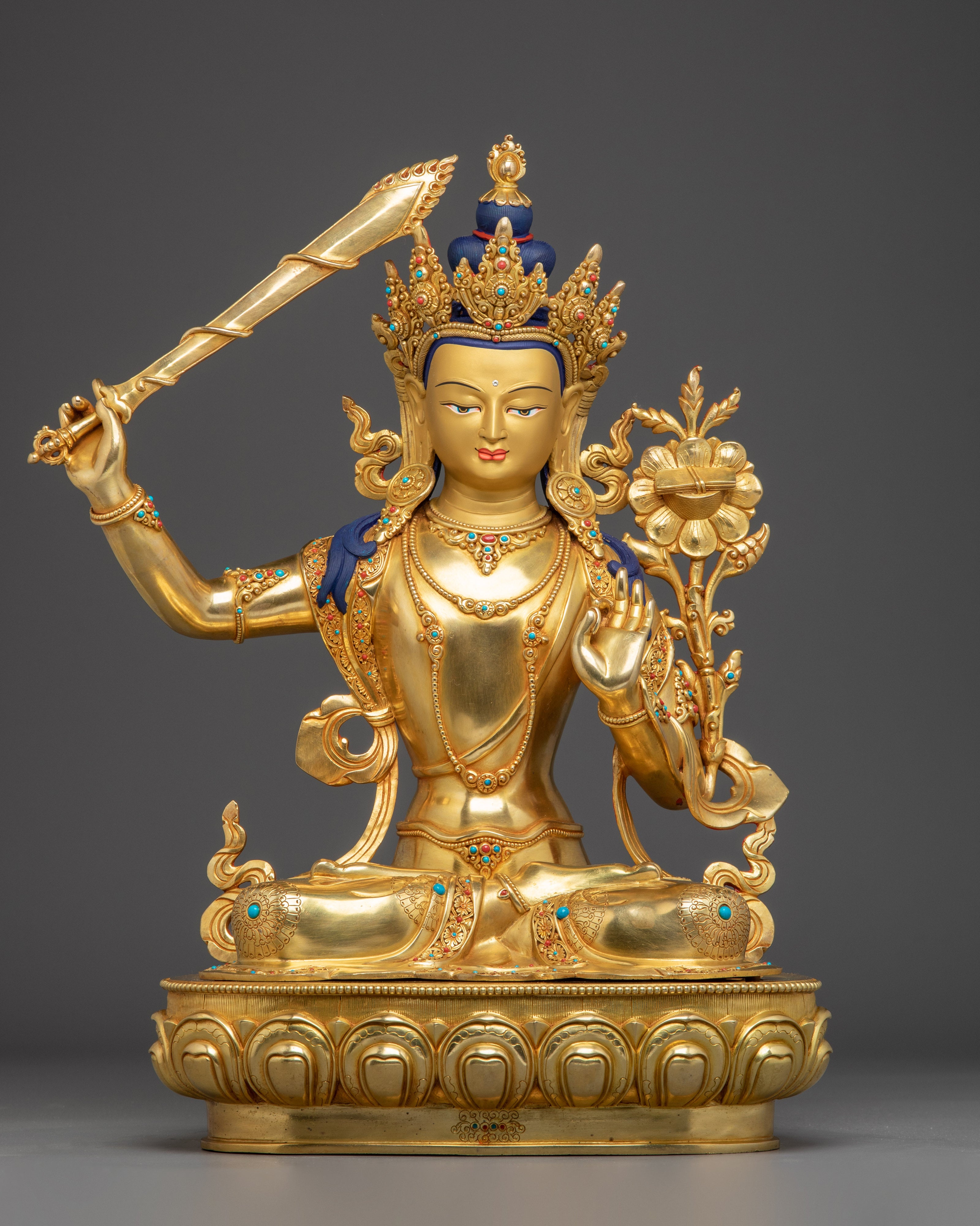 Golden Manjushri Statue: Home Decor for Meditation