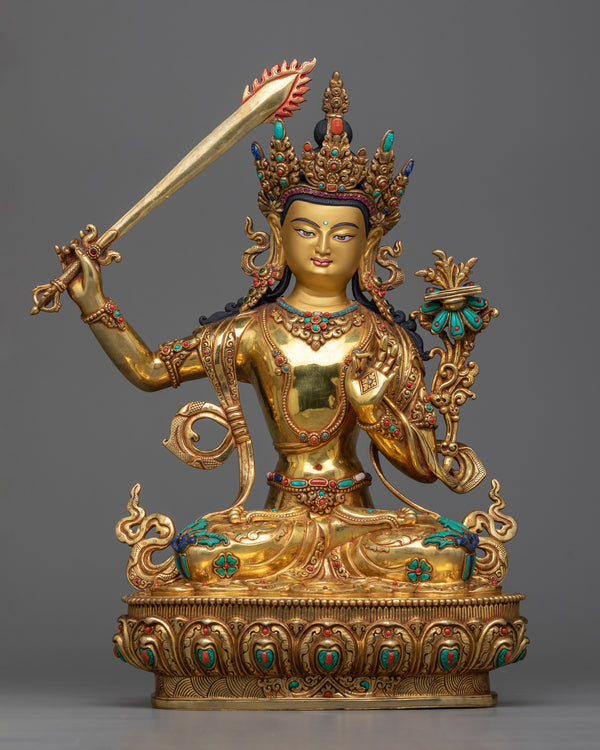 manjushri-gilt statue