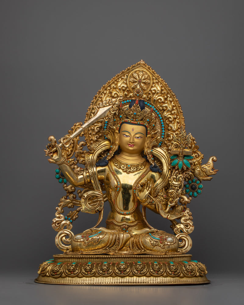 exquisite-manjushri-gold-statue