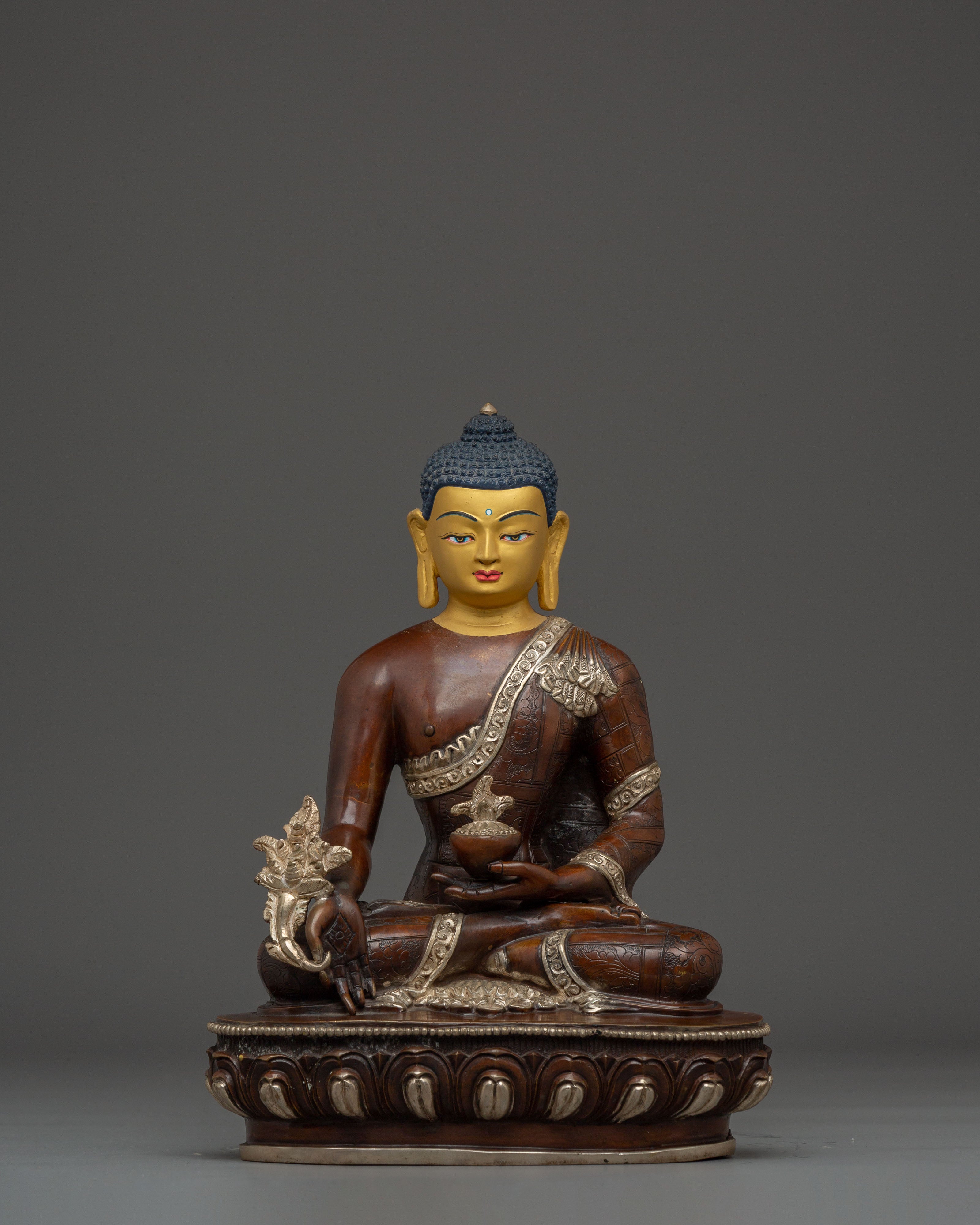 Serene Statue of Supreme Healing Buddha Bhaisajyaguru | Tibetan Medicine Buddha