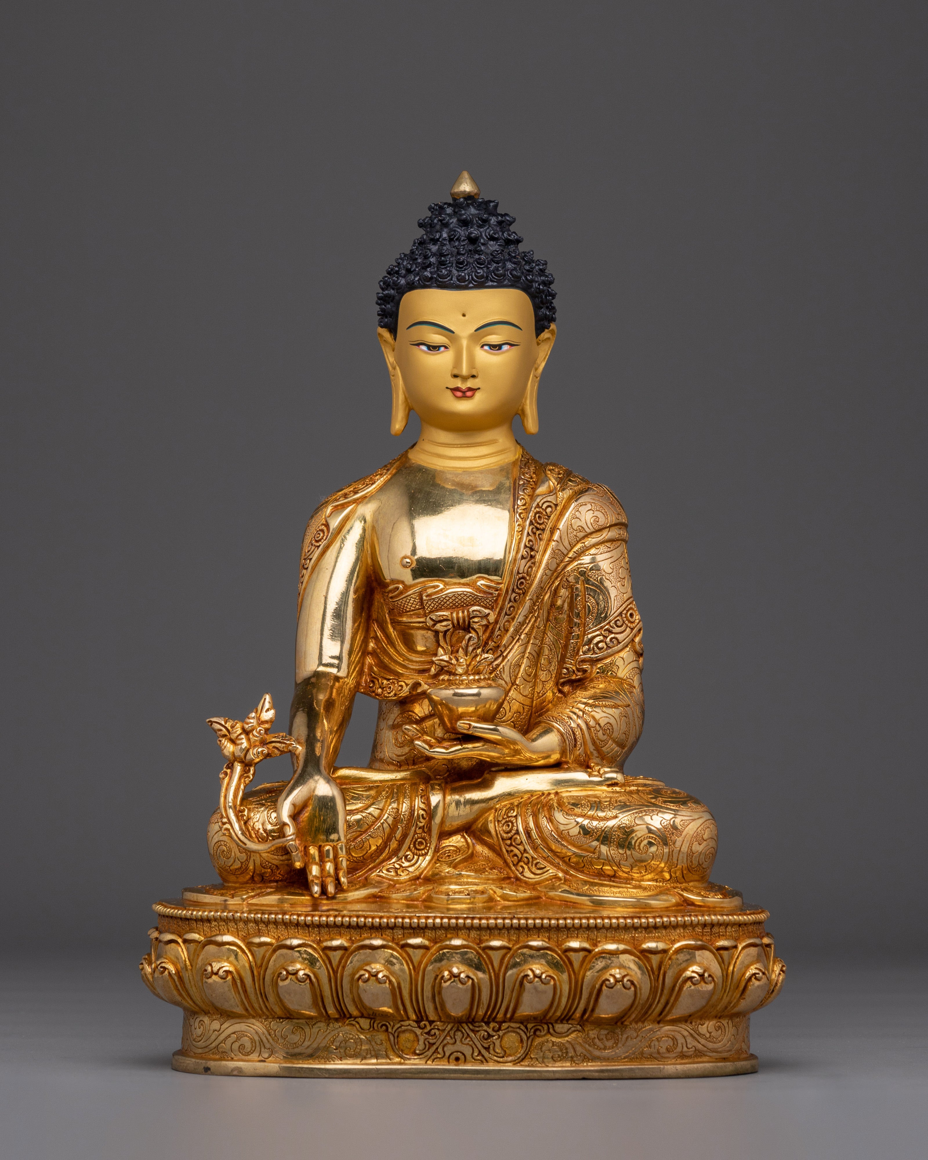 Medicine Buddha in 24K Gold-Gilded Copper