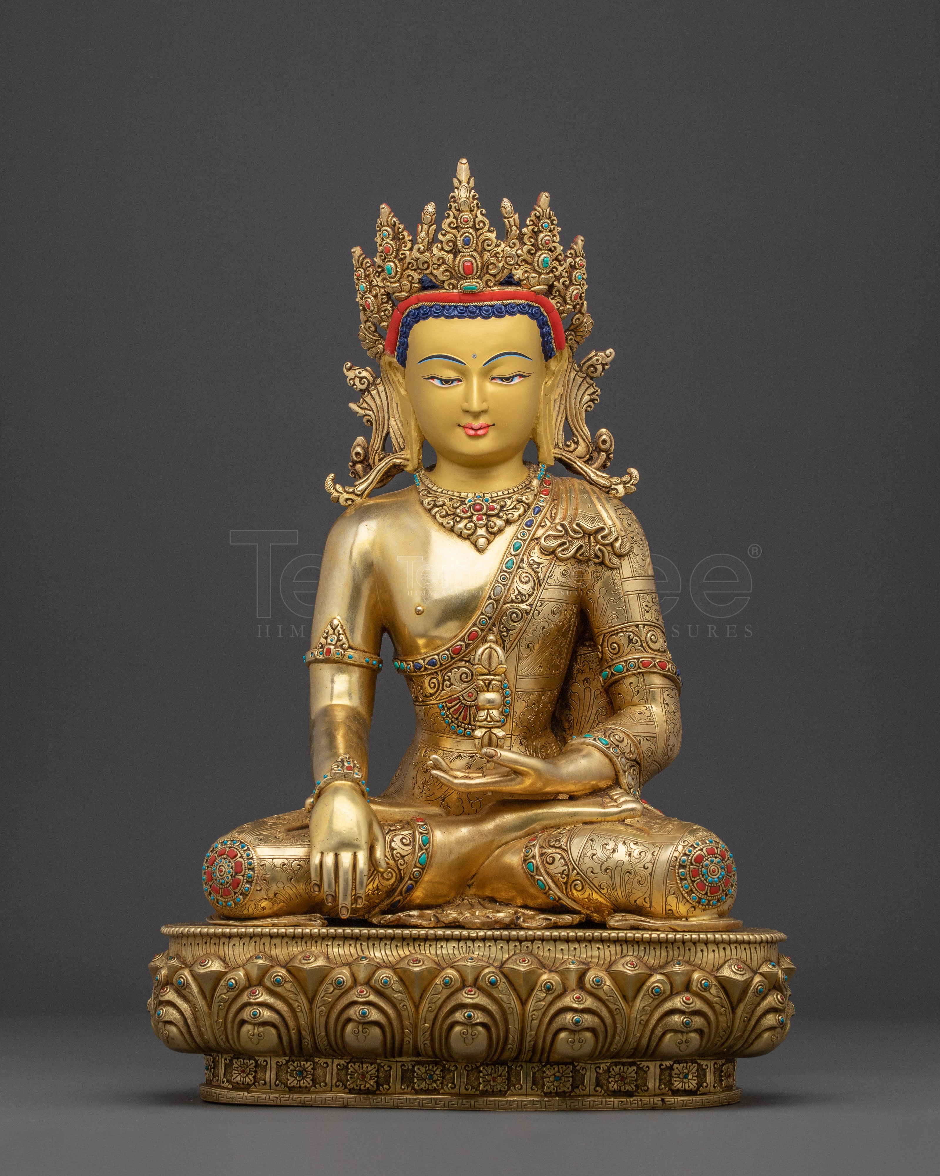 Mitrugpa Buddhist Protector Statue – Exquisite 24K Gold Gilded Artistry