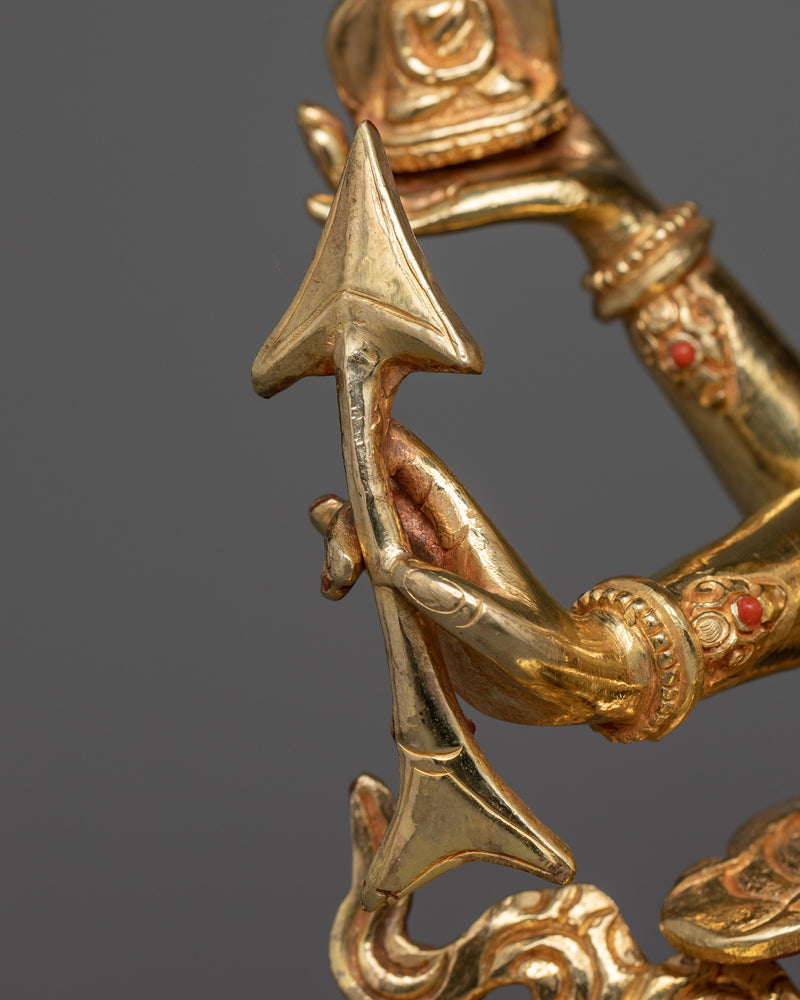 Divine Namgyalma Deity Sculpture | 24K Gold Gilded Oxidized Copper Body