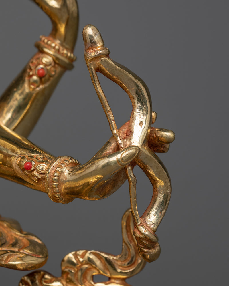 Divine Namgyalma Deity Sculpture | 24K Gold Gilded Oxidized Copper Body