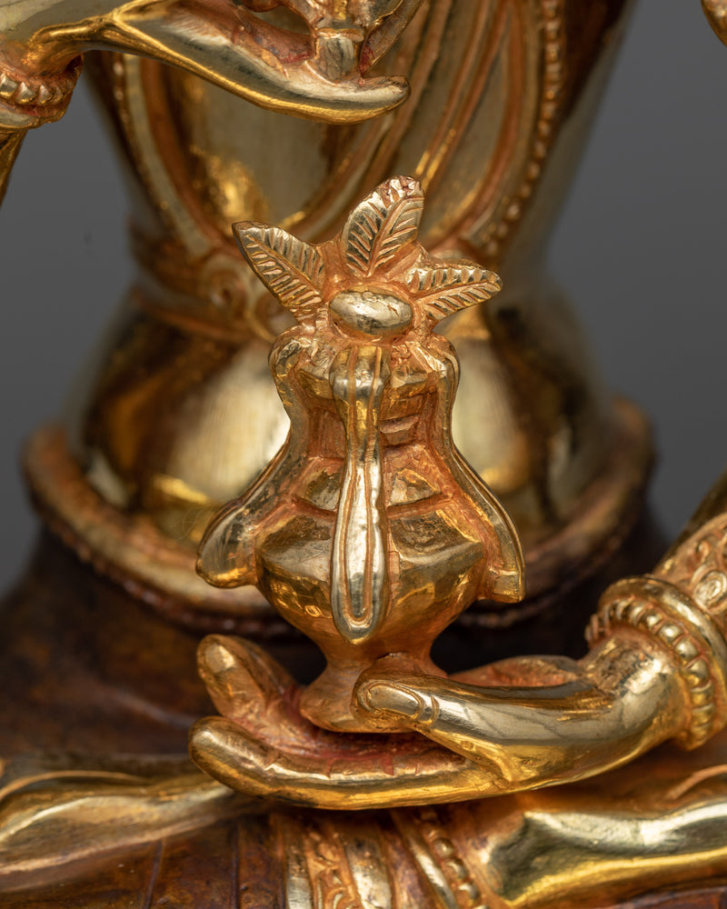 Divine Namgyalma Deity Sculpture | 24K Gold Gilded Oxidized Copper Body
