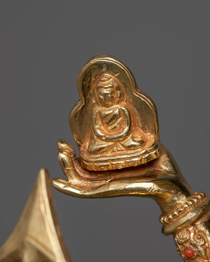 Divine Namgyalma Deity Sculpture | 24K Gold Gilded Oxidized Copper Body