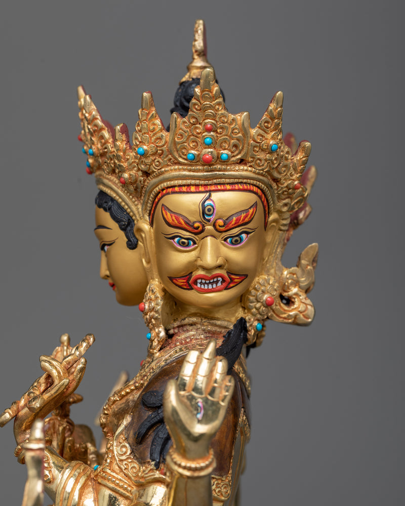 Divine Namgyalma Deity Sculpture | 24K Gold Gilded Oxidized Copper Body