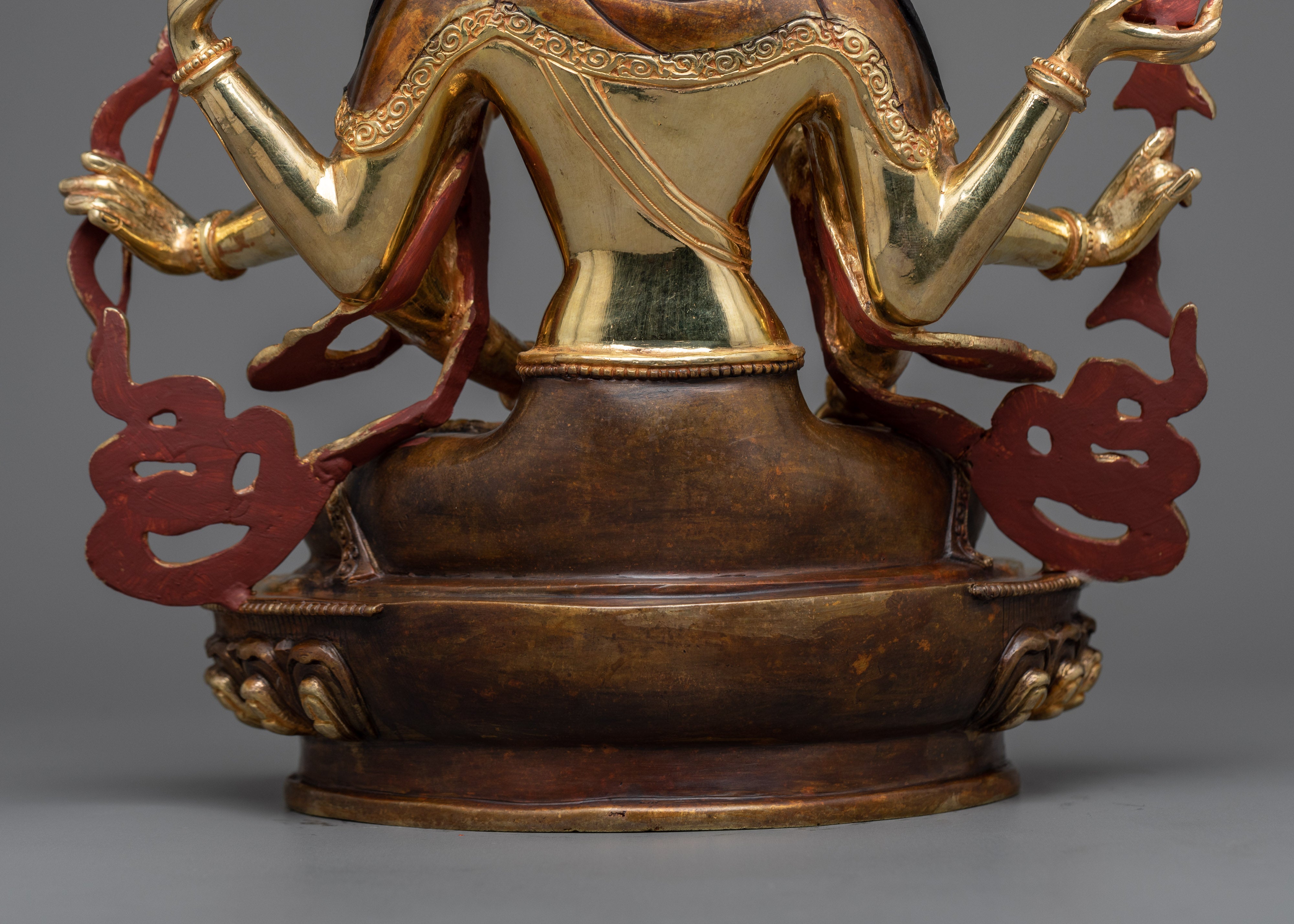 Divine Namgyalma Deity Sculpture | 24K Gold Gilded Oxidized Copper Body