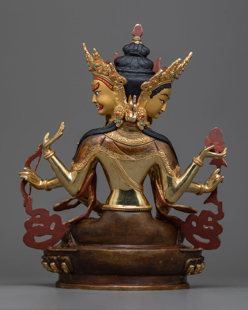 Divine Namgyalma Deity Sculpture | 24K Gold Gilded Oxidized Copper Body