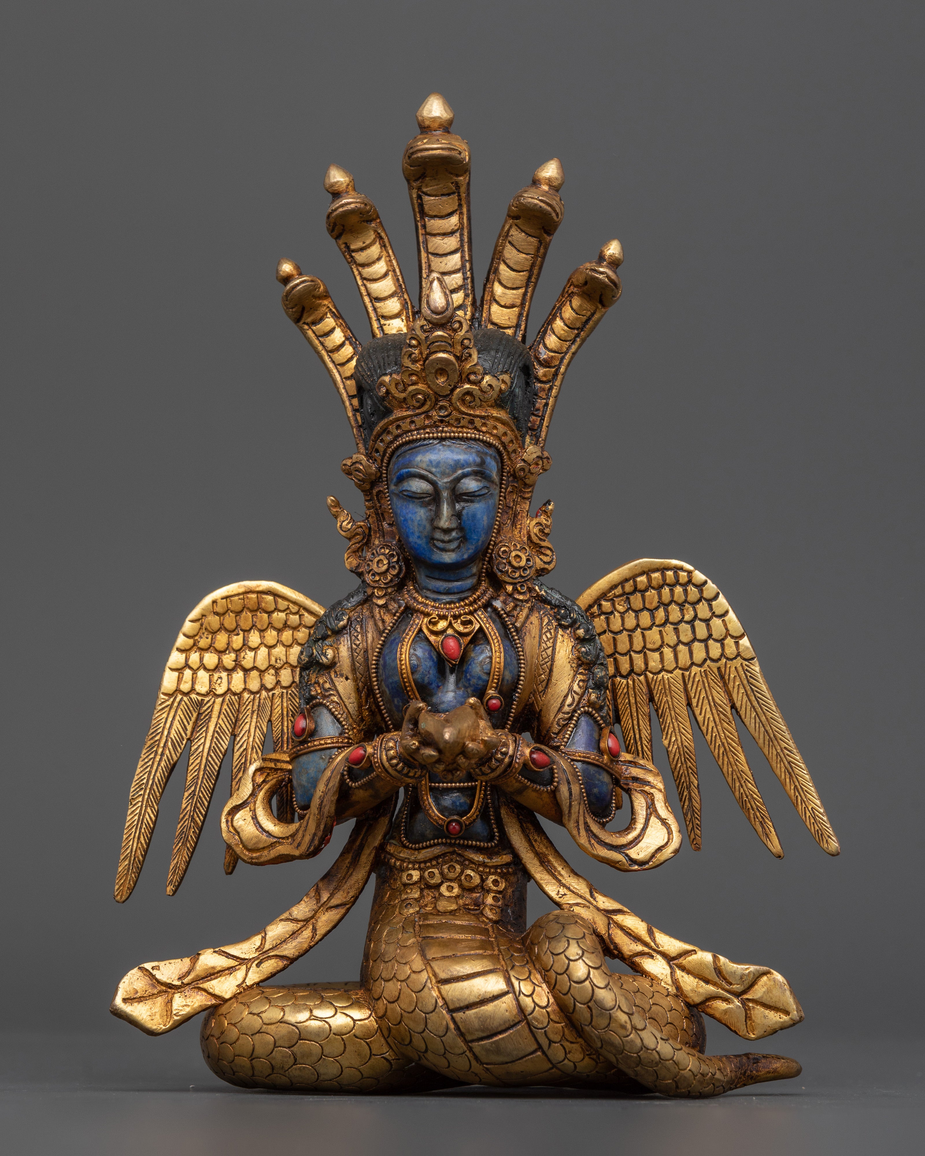 Majestic Nagakanya Goddess | Handcrafted Gold Plated Sculpture