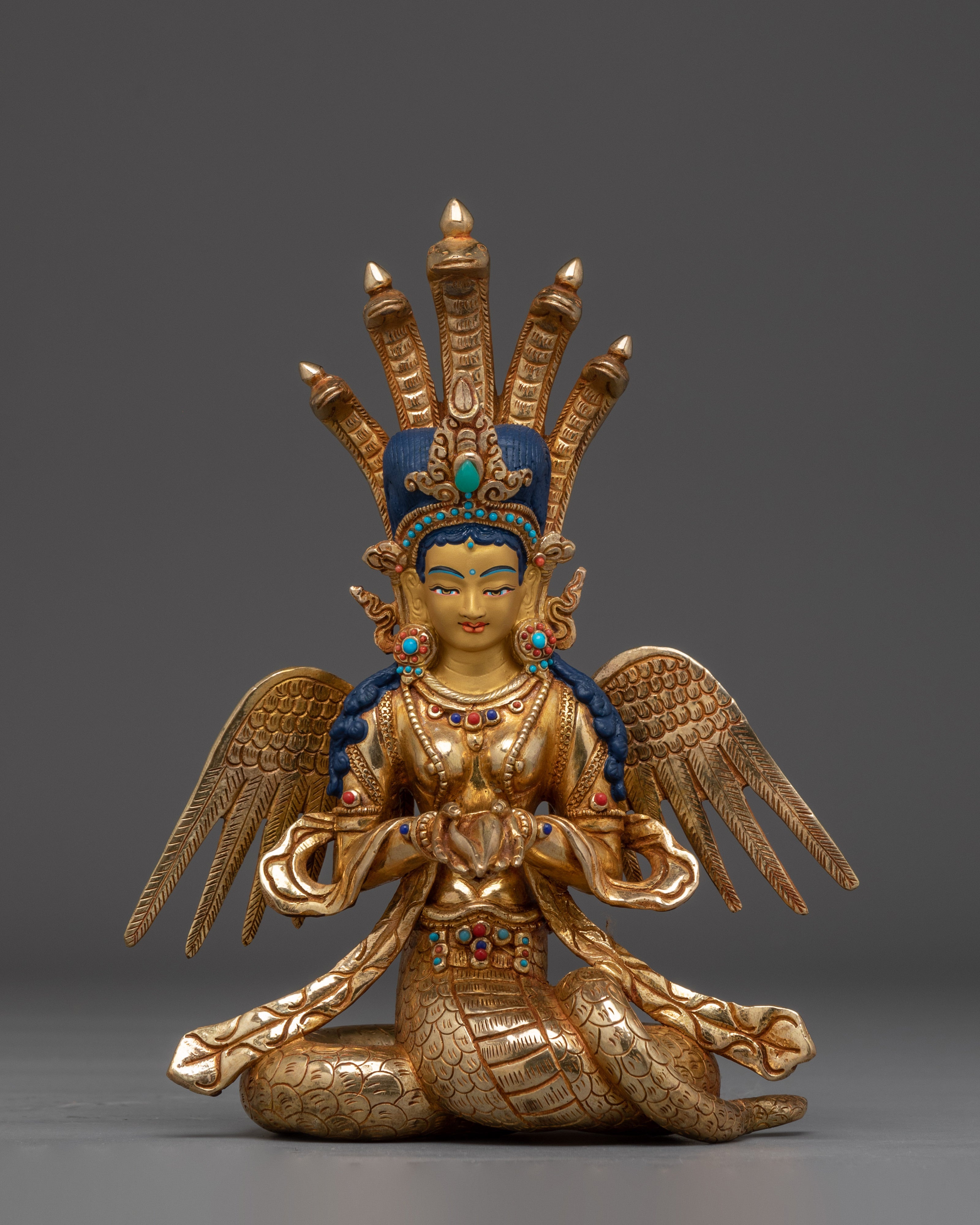 Golden Handmade Naagkanya Statue: Protector of the Esoteric Teachings