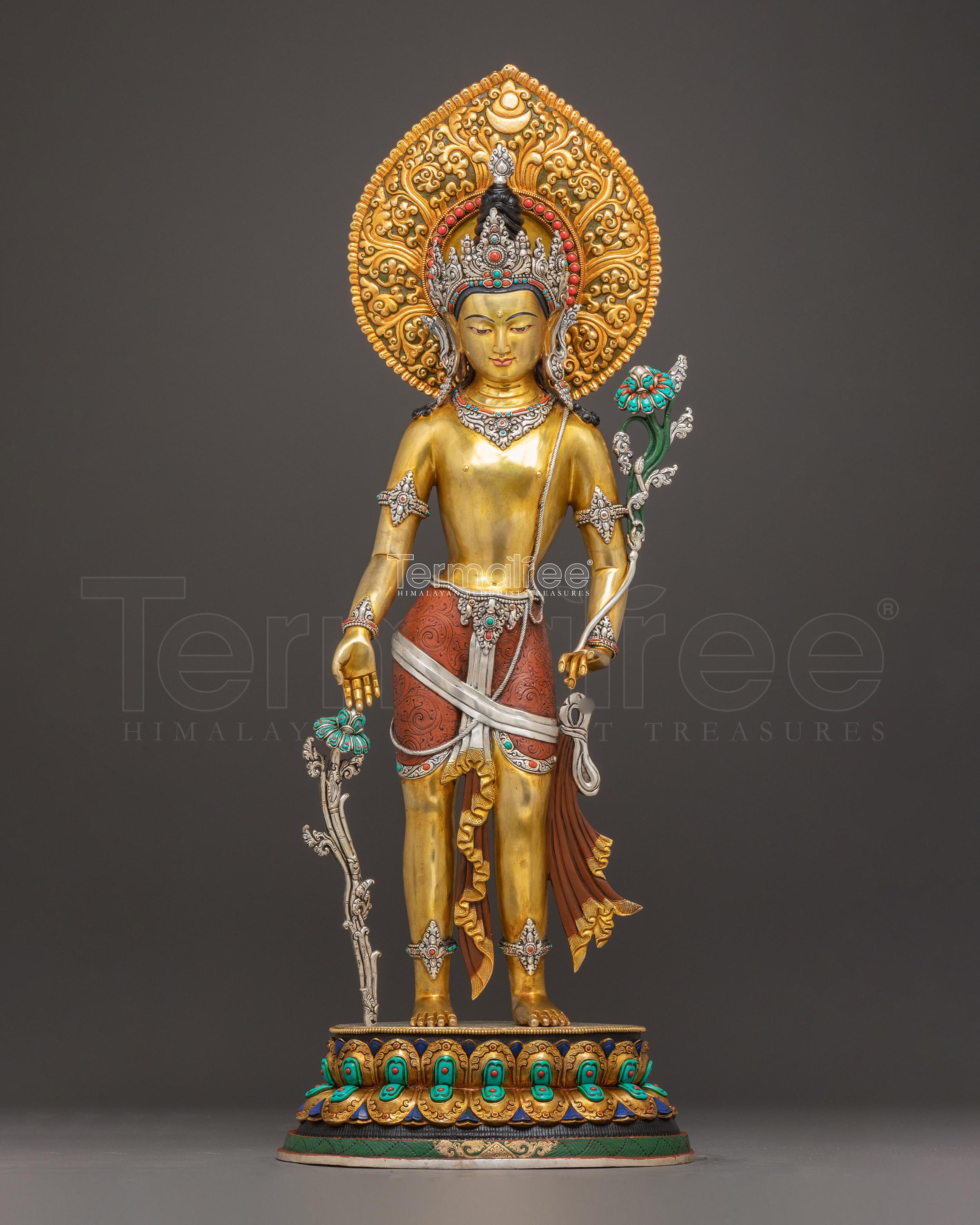 Golden Lokeshwor Statue: Bodhisattva of Compassion