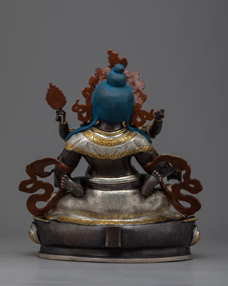 Red Dzambhala with Consort Statue | Himalayan Artwork of Nepal | Yab-Yum Figurine