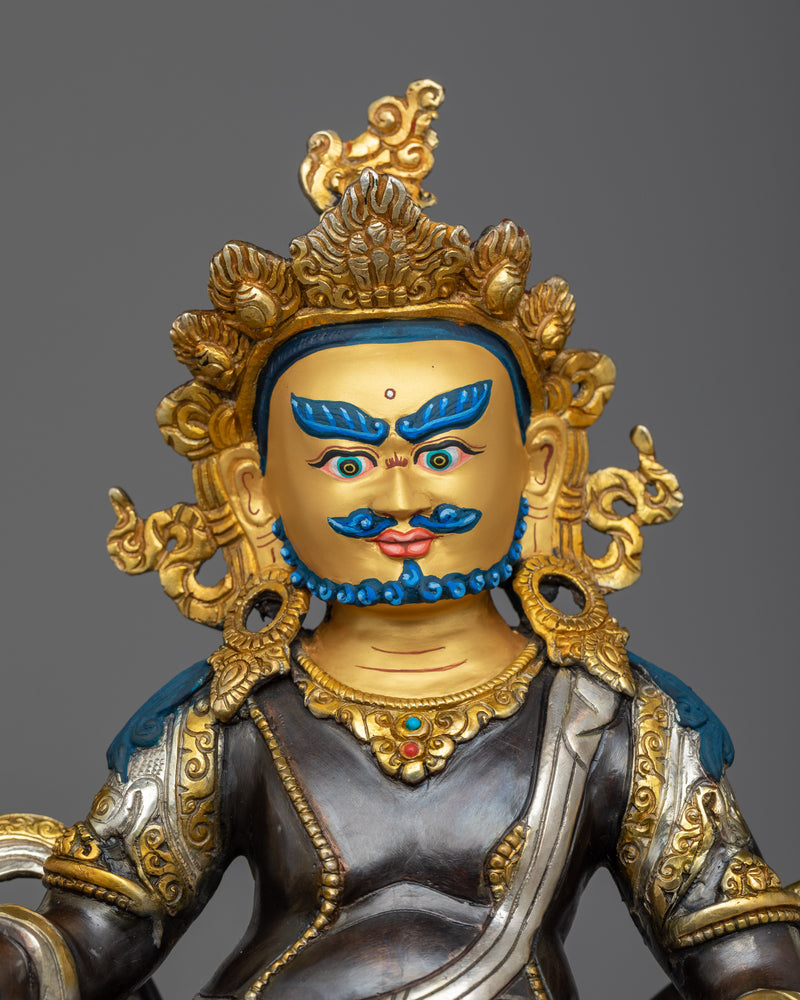 Red Dzambhala with Consort Statue | Himalayan Artwork of Nepal | Yab-Yum Figurine
