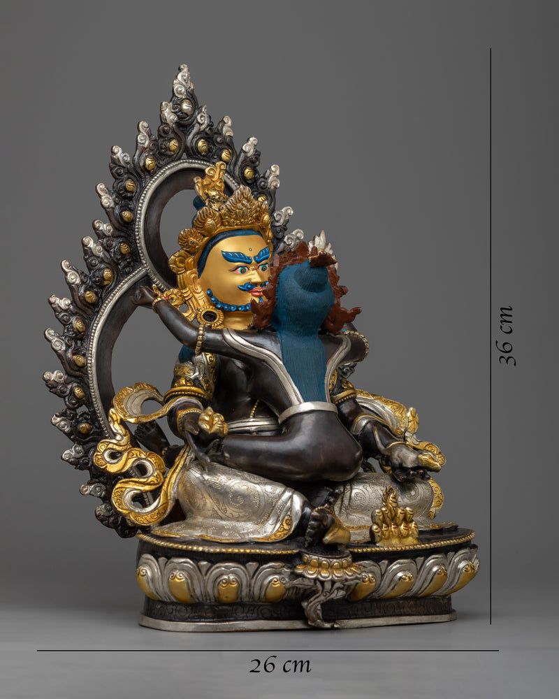 Red Dzambhala with Consort Statue | Himalayan Artwork of Nepal | Yab-Yum Figurine